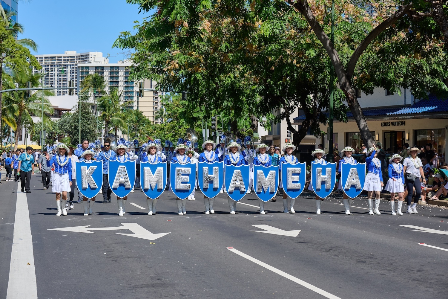 Kamehameha Schools participated in the floral parade last year.
