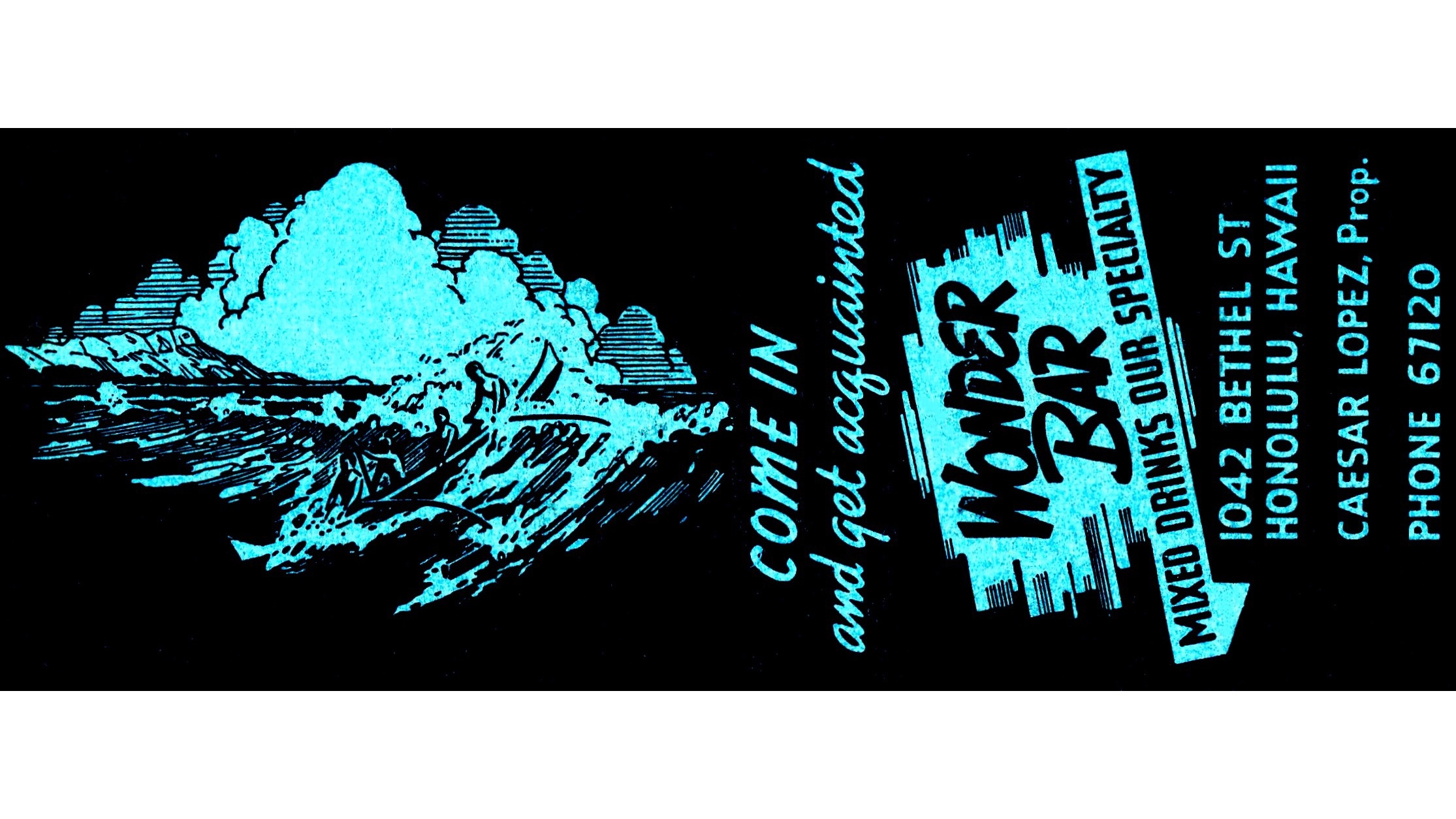 Wonder Bar matchbook cover