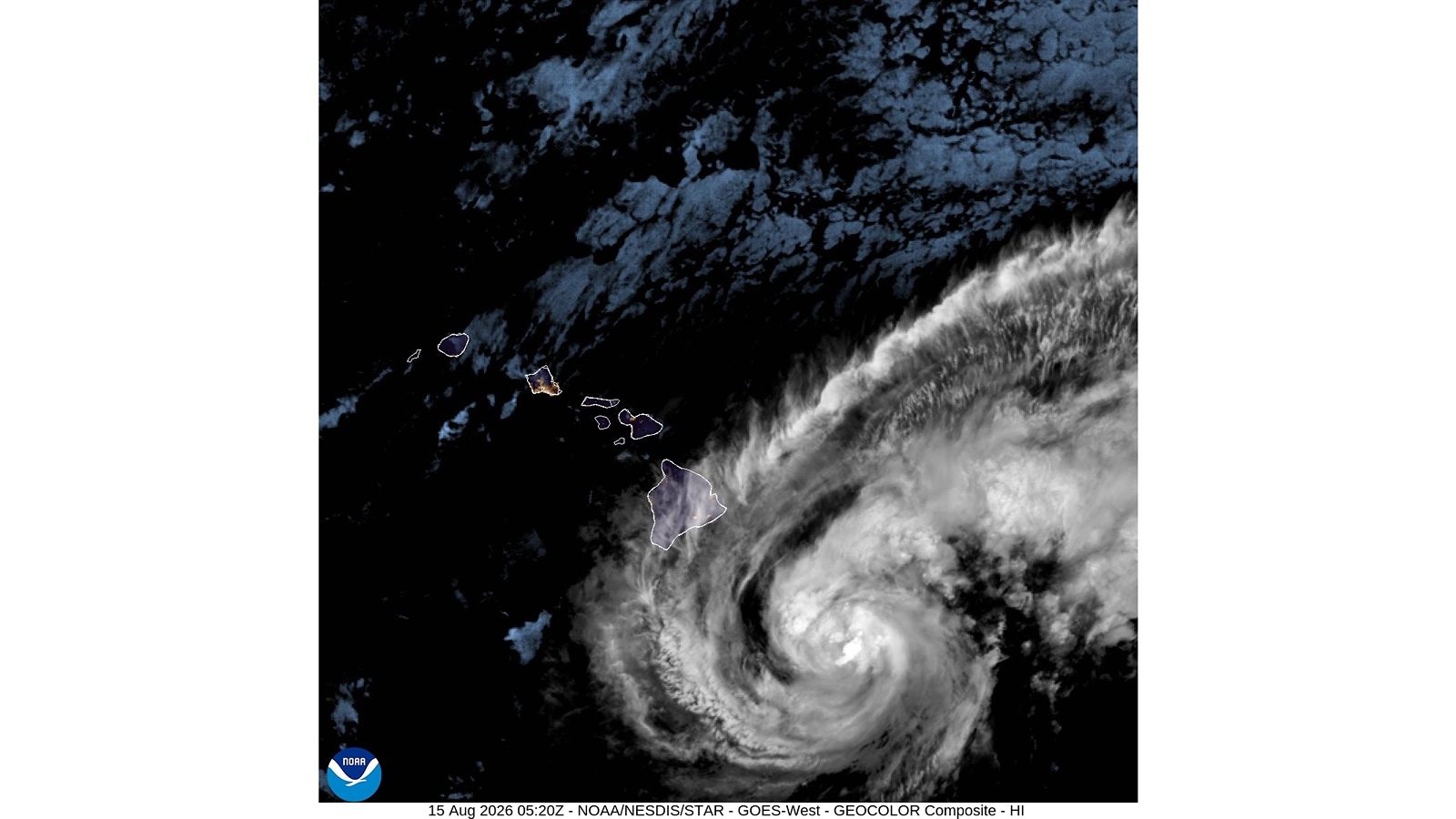 Tropical Storm Lala is expected to reach the Hawaiian Islands early Saturday morning. An image from the National Oceanic and Atmospheric Administration captured the storm approximately 235 miles off the coast of Hawaiʻi Island at 7:40 p.m. Friday.