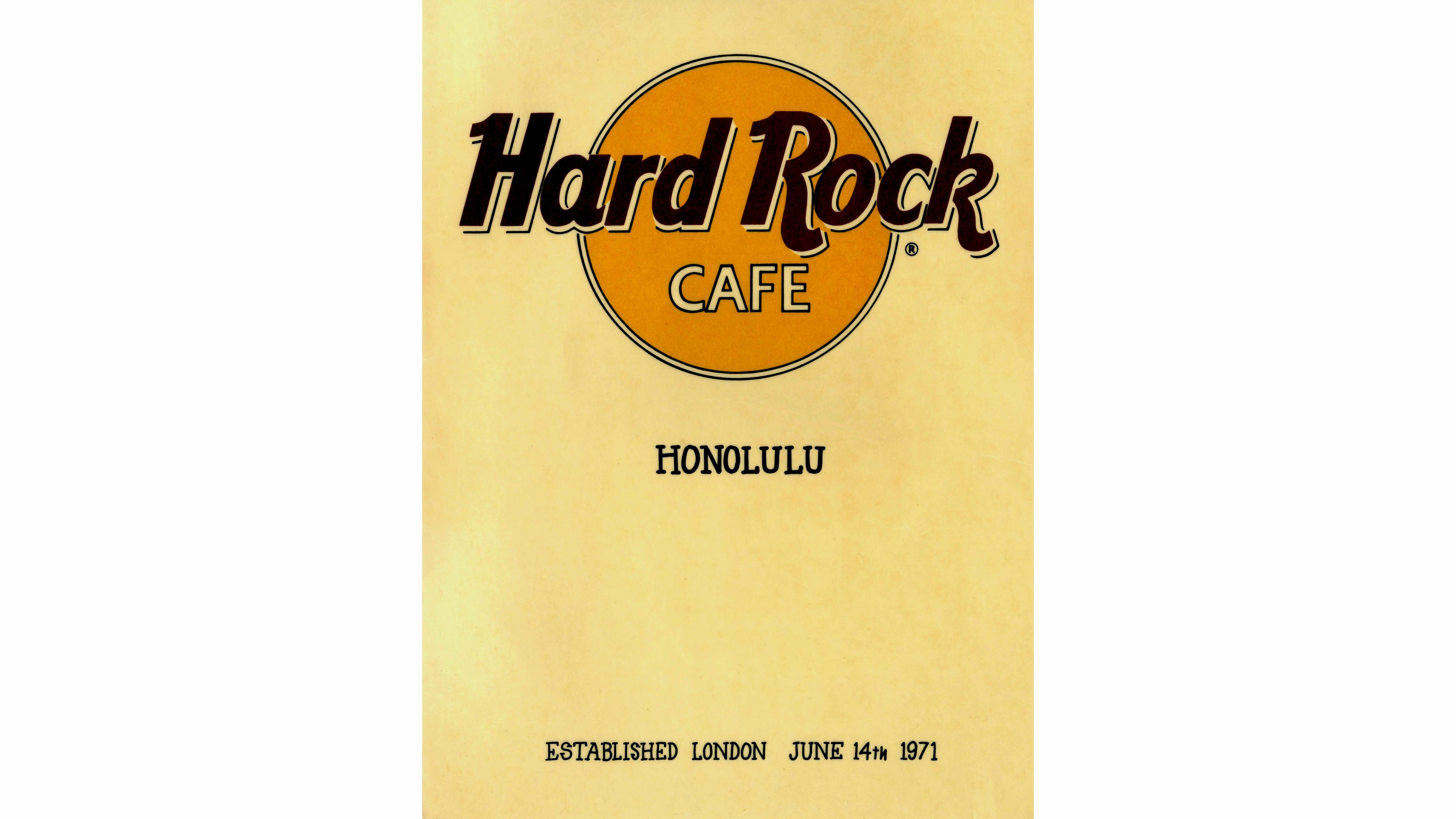 1986 Hard Rock Cafe menu