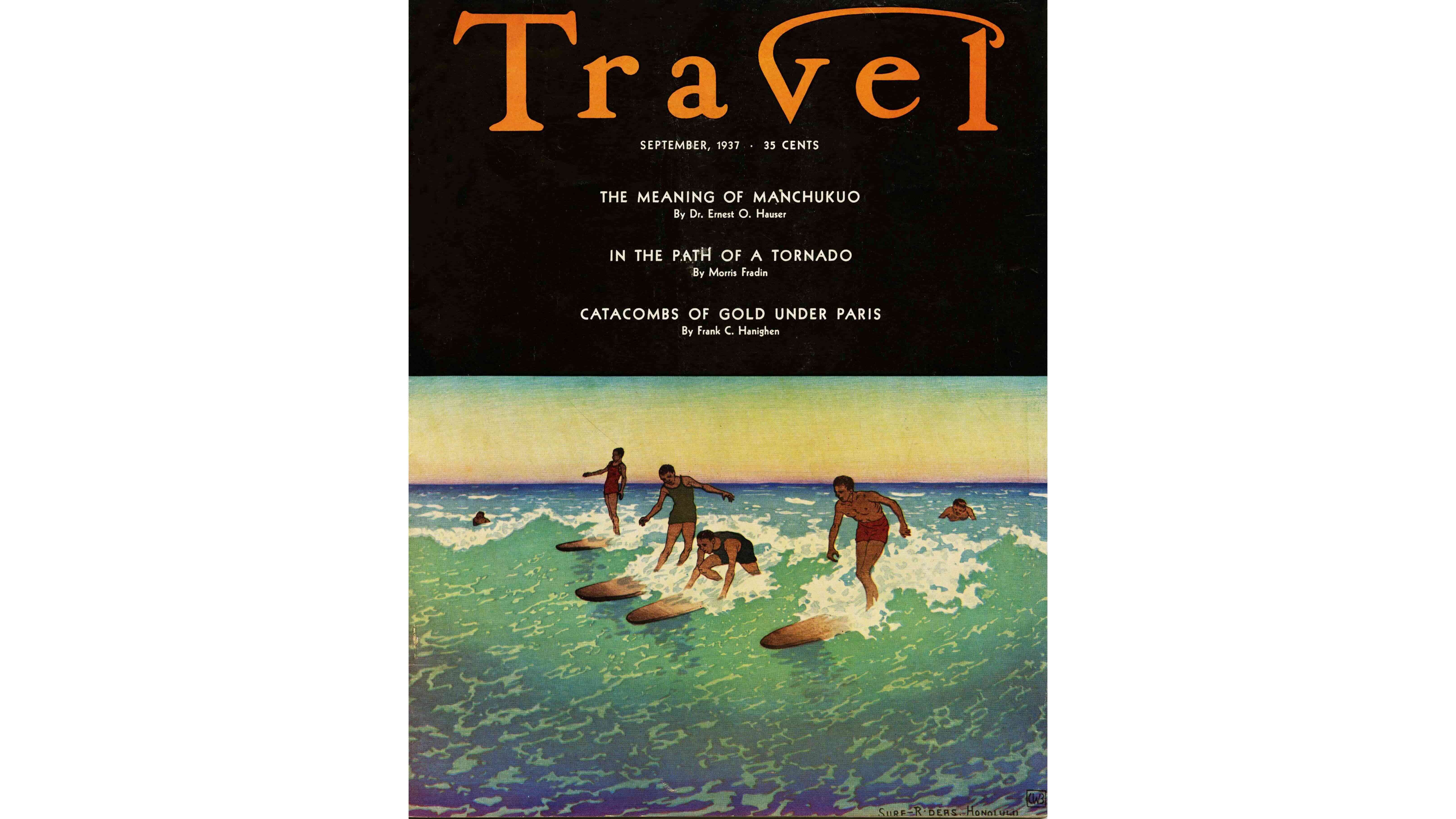 Travel magazine Hawaii surfing cover