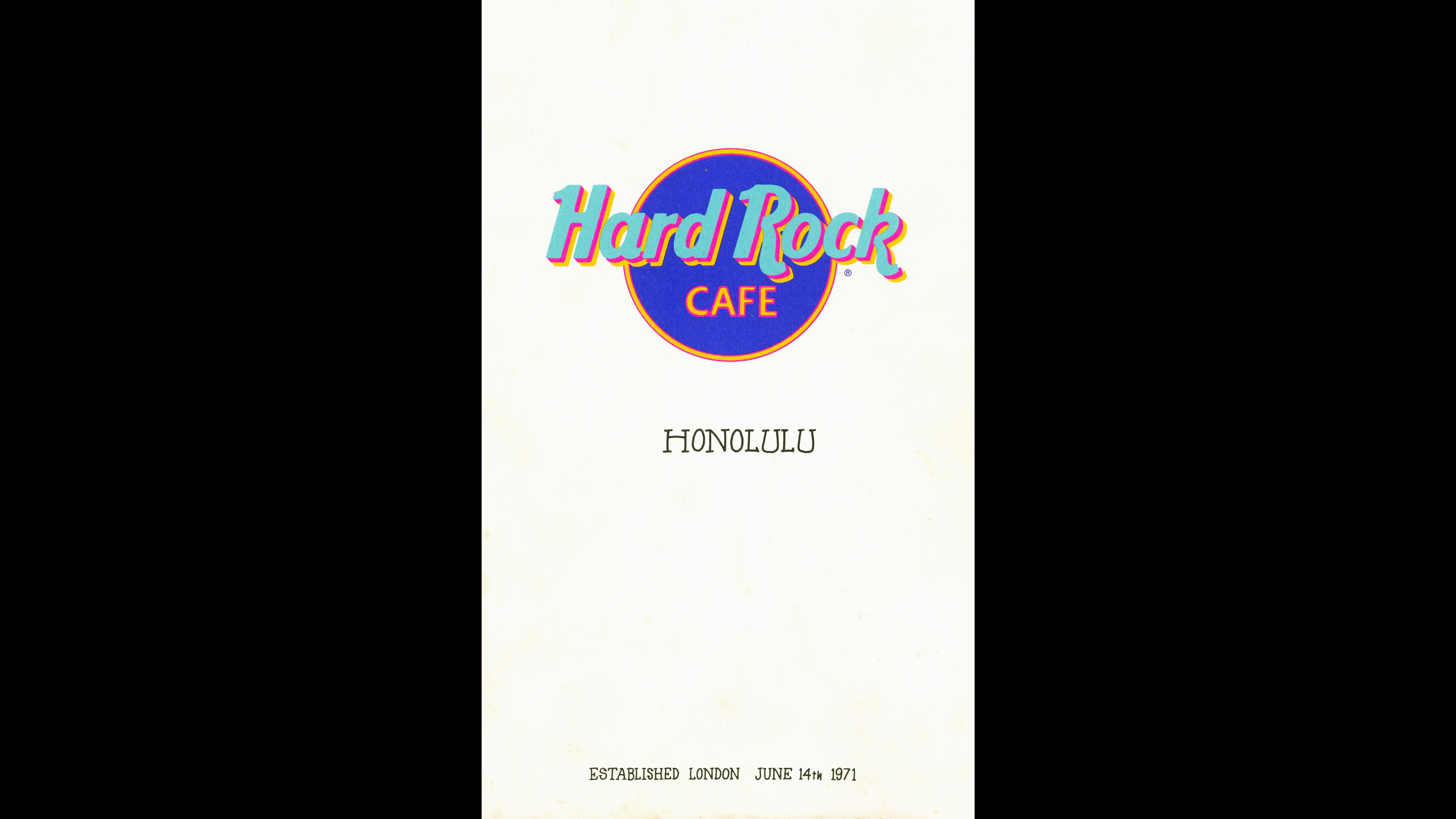 1993 menu Hard Rock Cafe Honolulu
