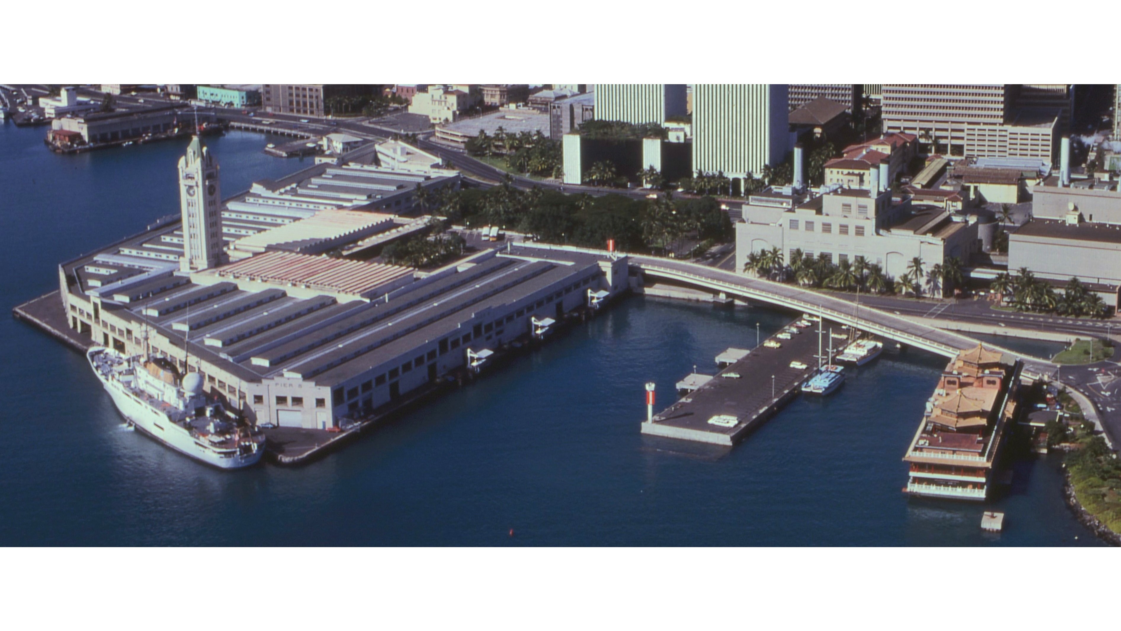 Aloha Tower 1960s aerial