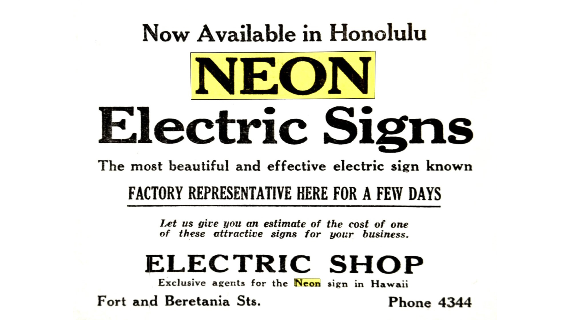 1928 ad for neon signs