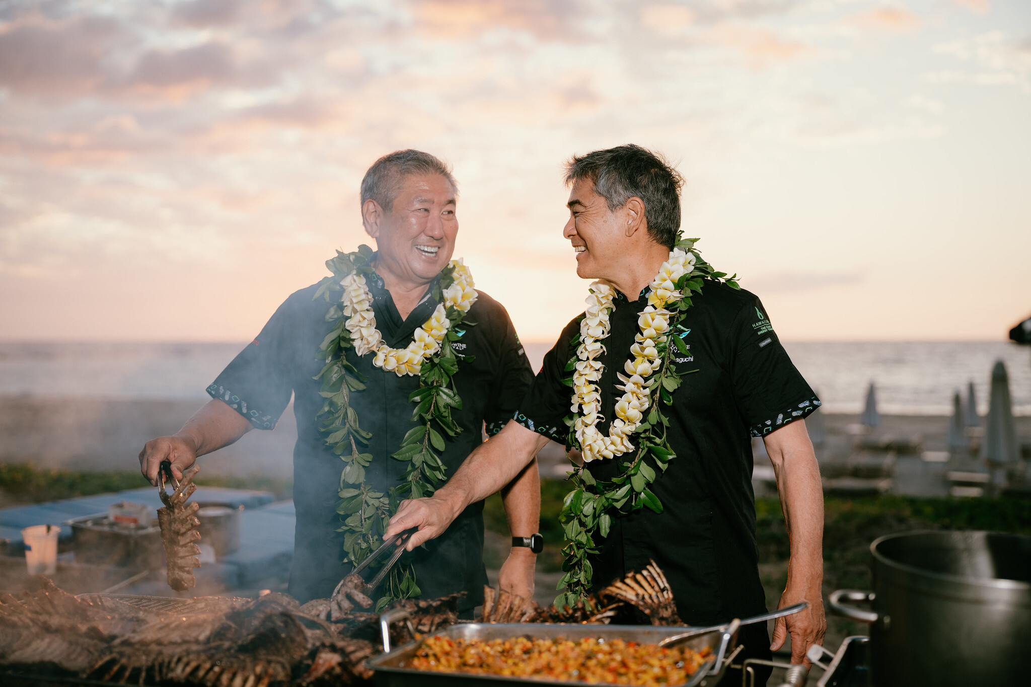 James Beard Award-winning chefs Chef Alan Wong, left, and Roy Yamaguchi, right.