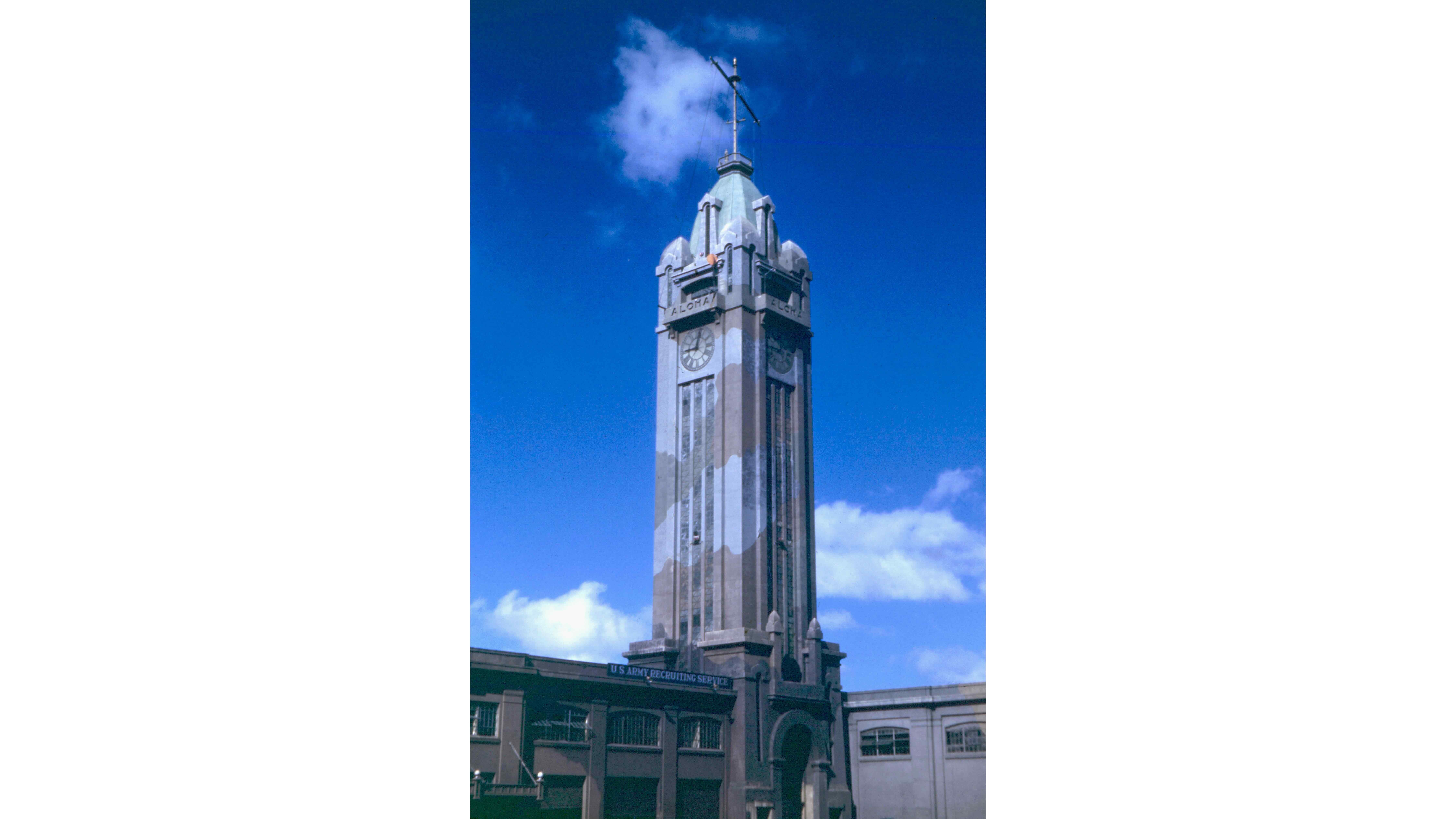 Aloha Tower wartime camouflage