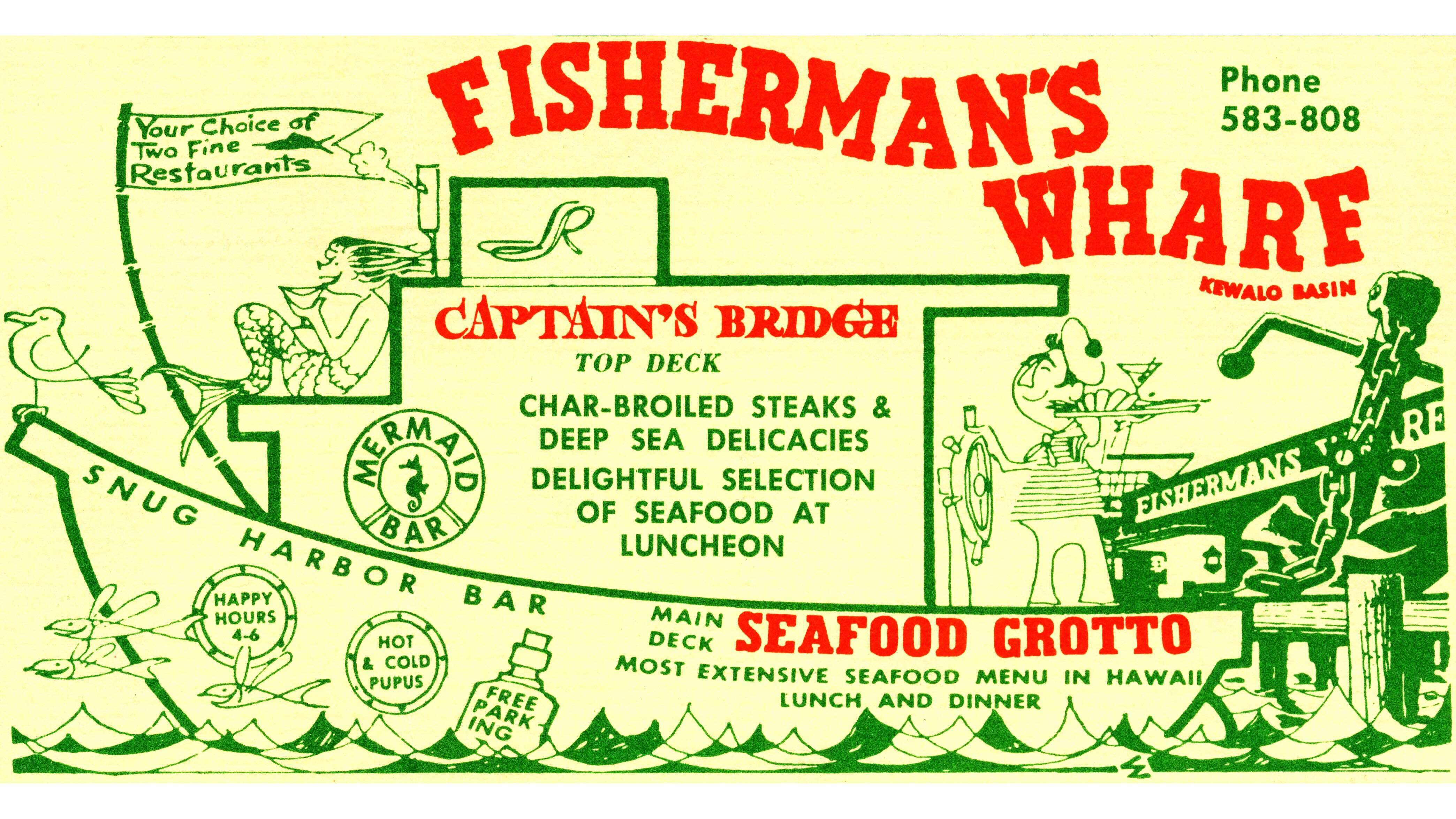 1965 ad for restaurant Fisherman's Wharf