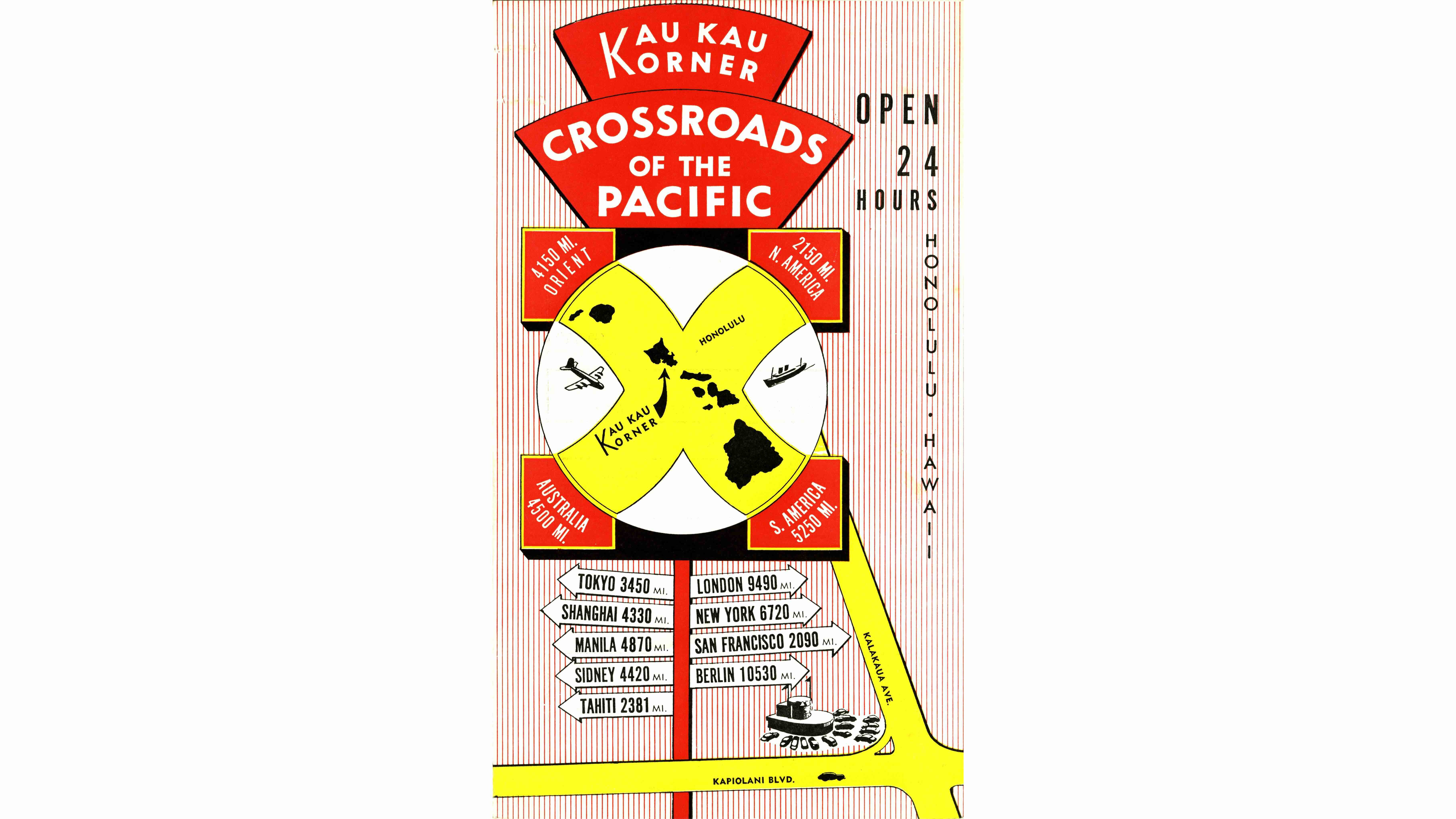 1950s Kau Kau Korner menu with sign