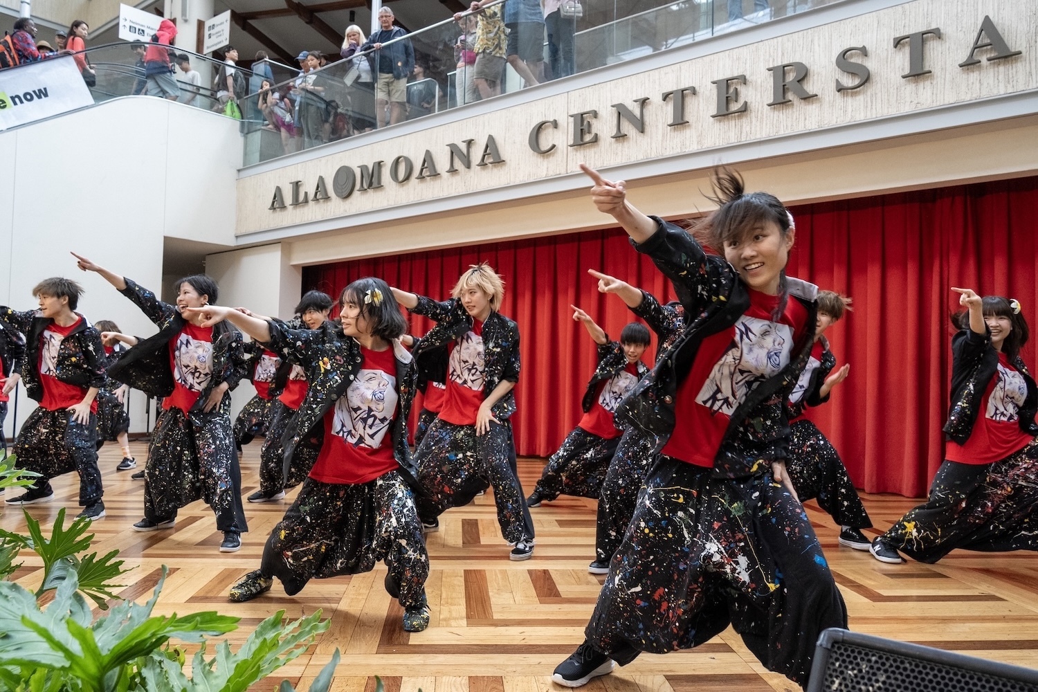 Ala Moana Center's Centerstage had a number of people watching performances, despite the rain.