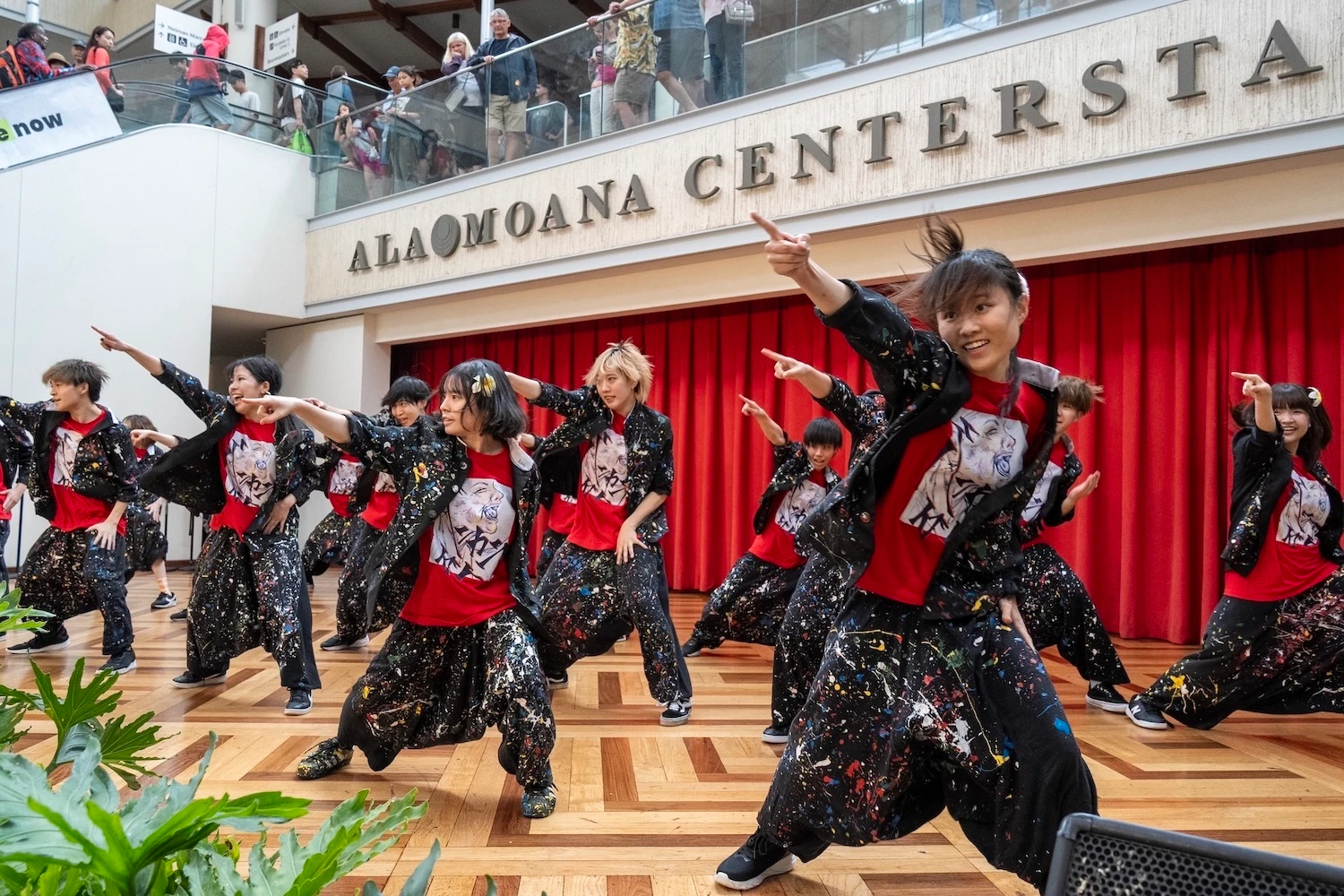 Ala Moana Center's Centerstage had a number of people watching performances, despite the rain.