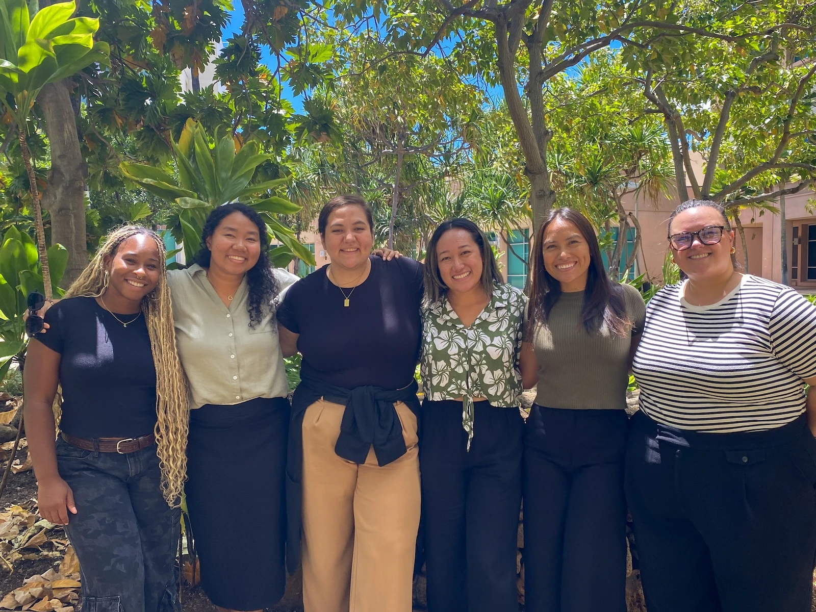 Photo: Mohala Liko Lehua Fellows
From left to right: Teara Caston, Nana Clemons, Olivia Ornellas, Jrae Viela, Alana Hu, and Amber Chun.