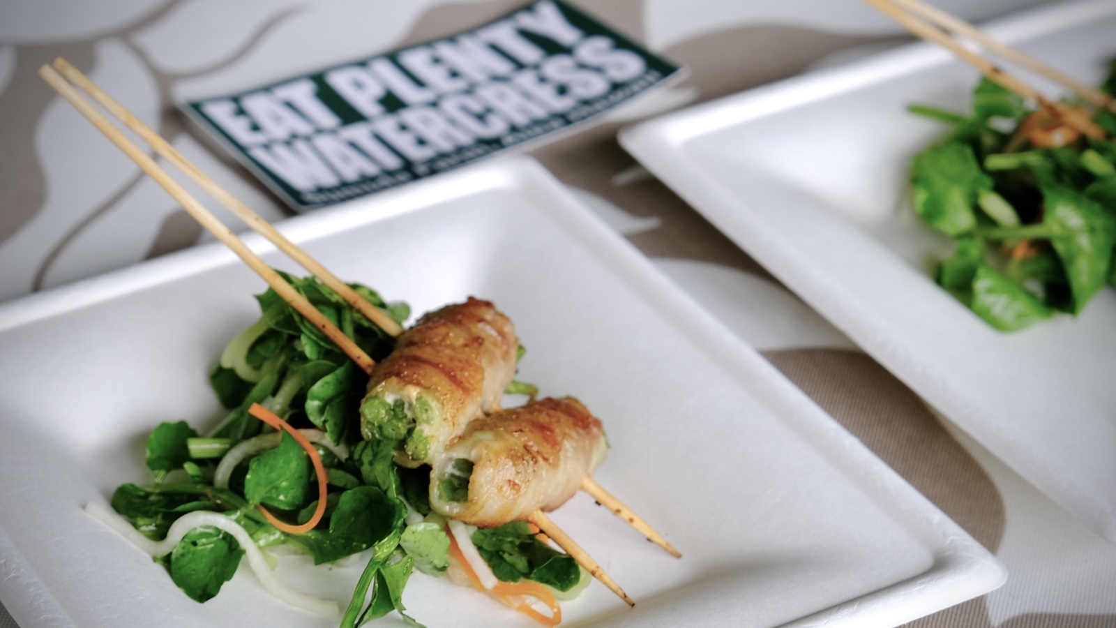 Sumida Farm watercress pork kushiyaki