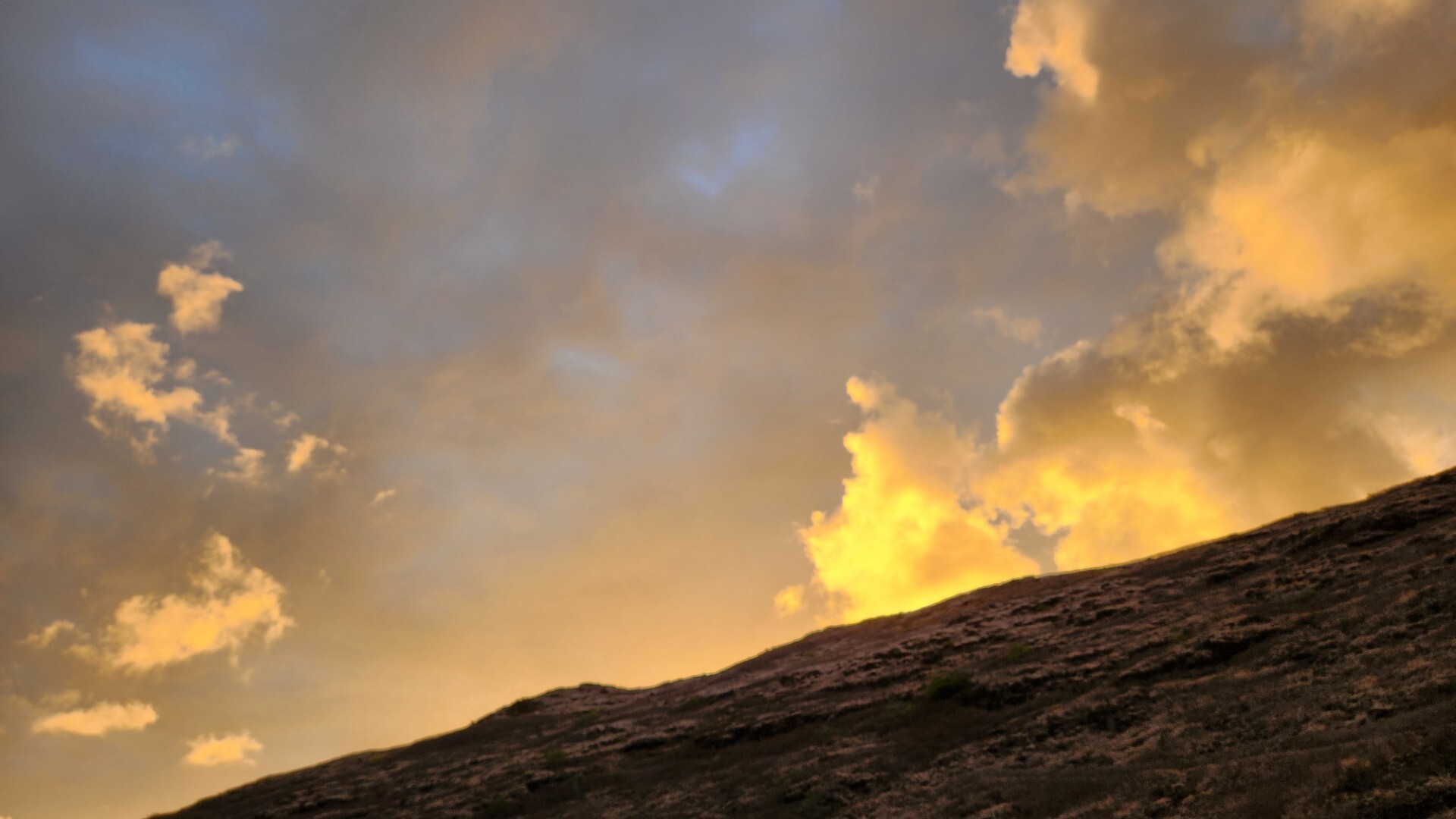 Sunset behind a ridge