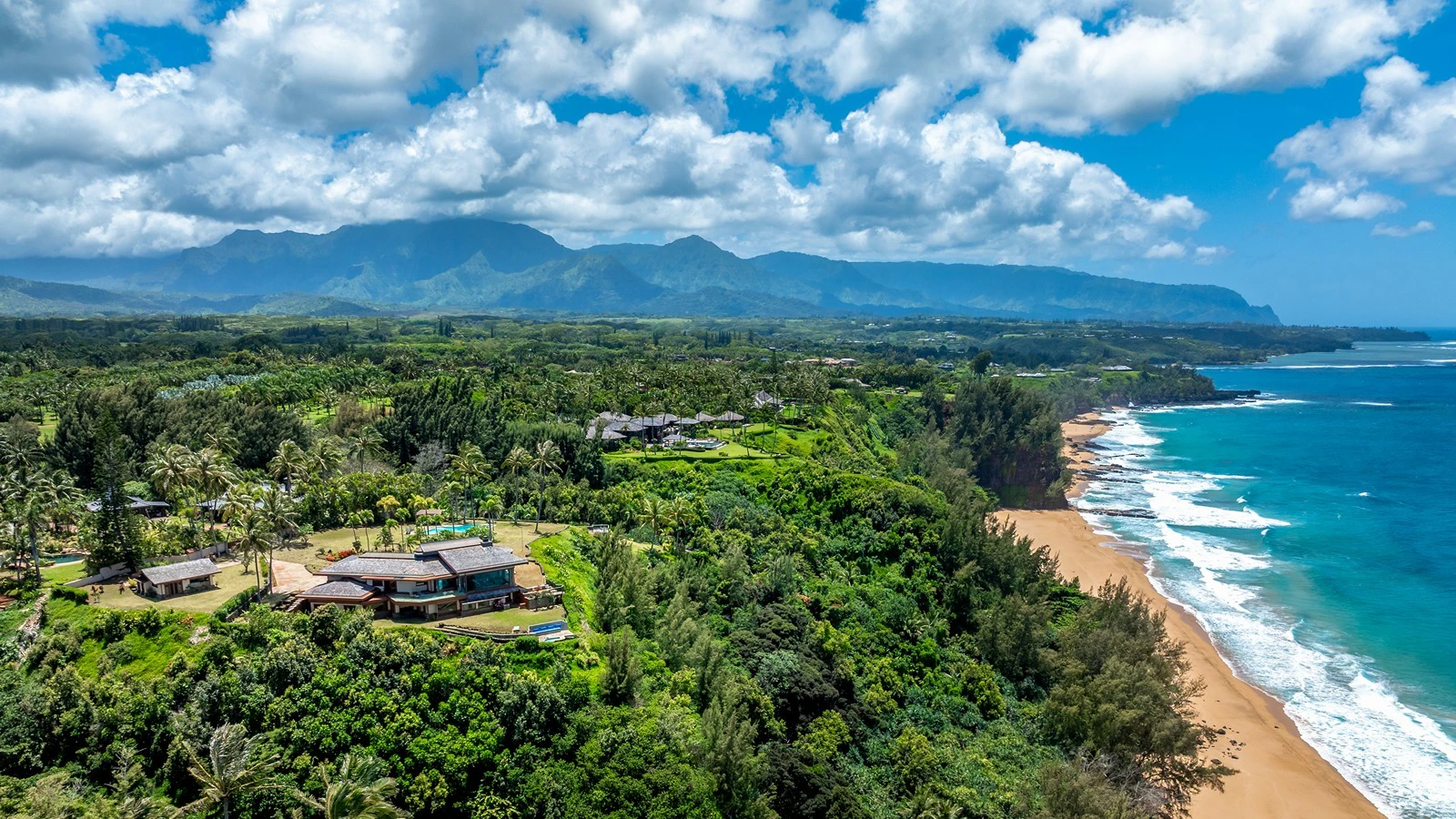An aerial view of the home.
