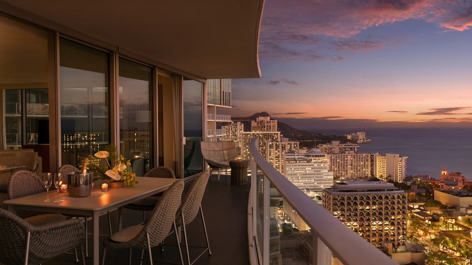The balcony of The Ritz-Carlton three-bedroom suite.