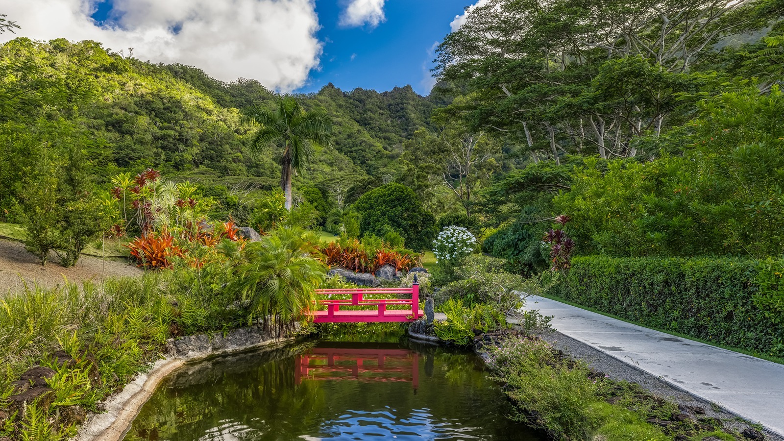 The 23-acre property includes a zen garden, fish pond, gazebo and water feature.