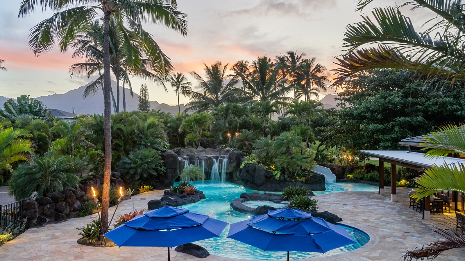 The pool area.