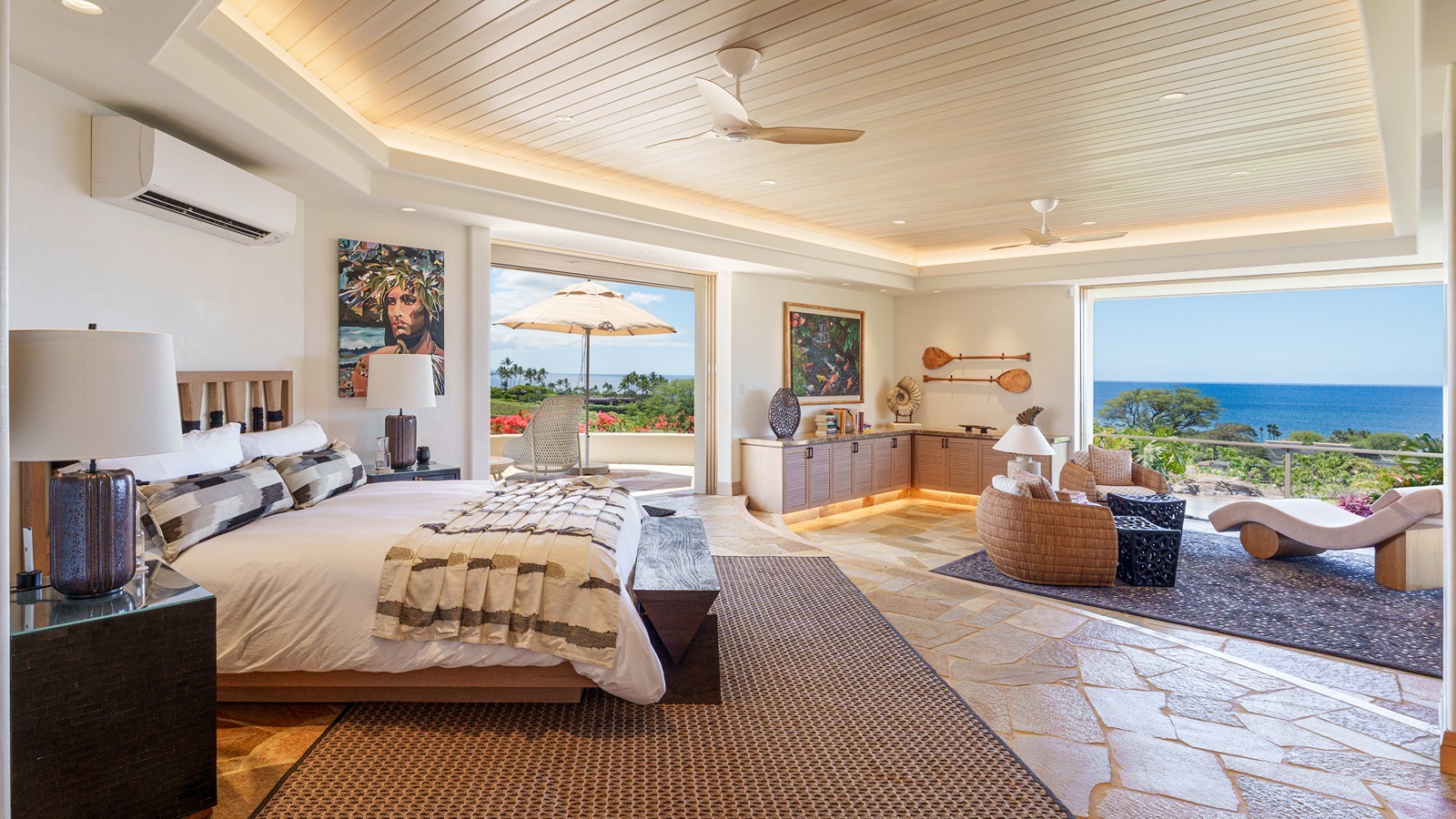 The home features five bedrooms and six baths.