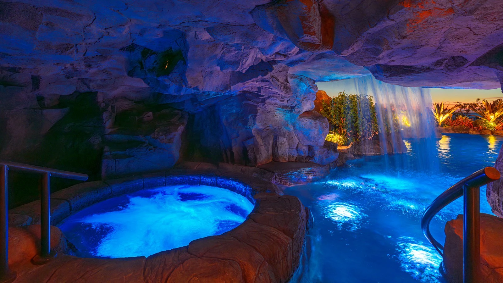 The waterfall grotto spa.