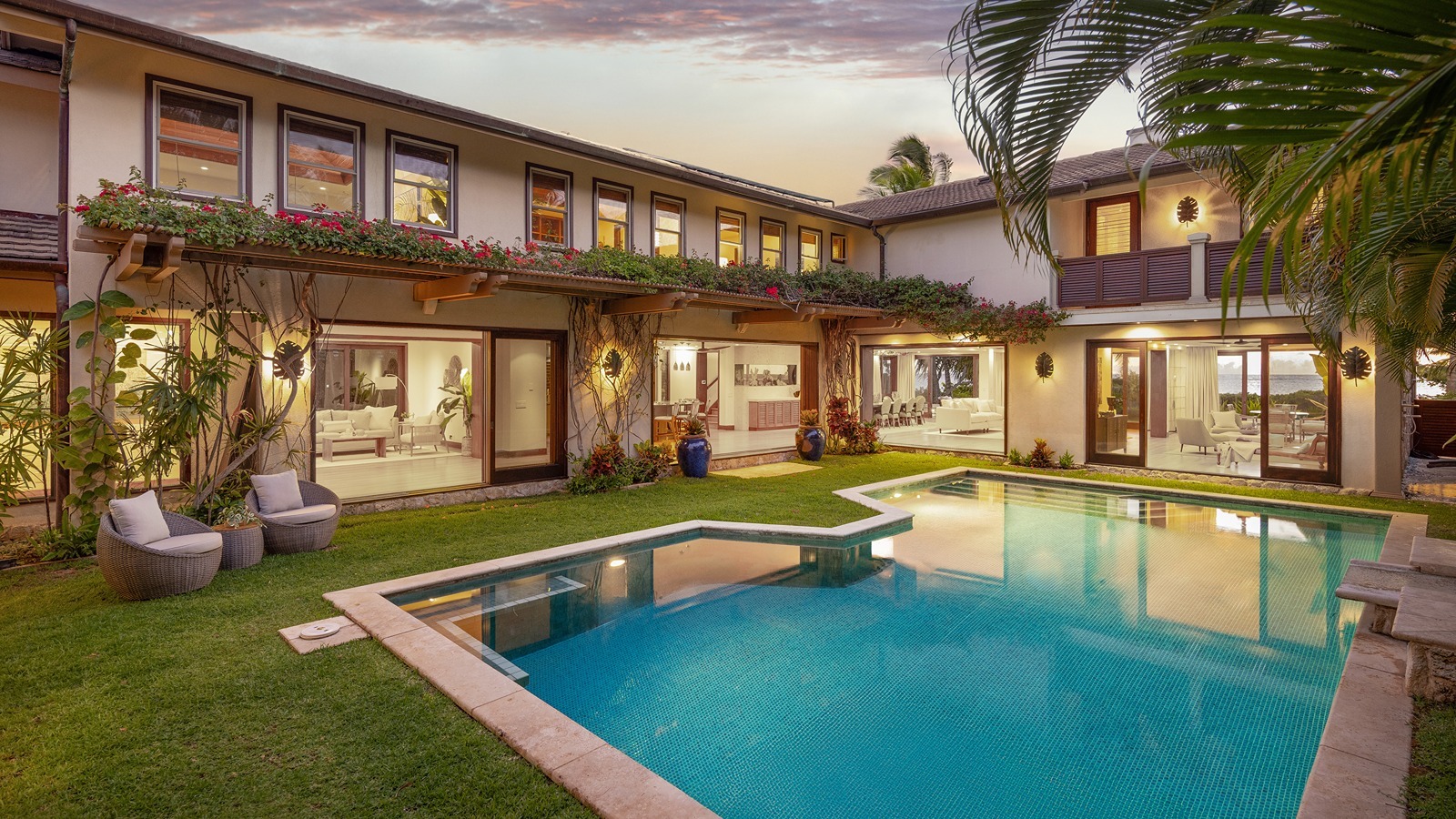The home also features a courtyard pool.