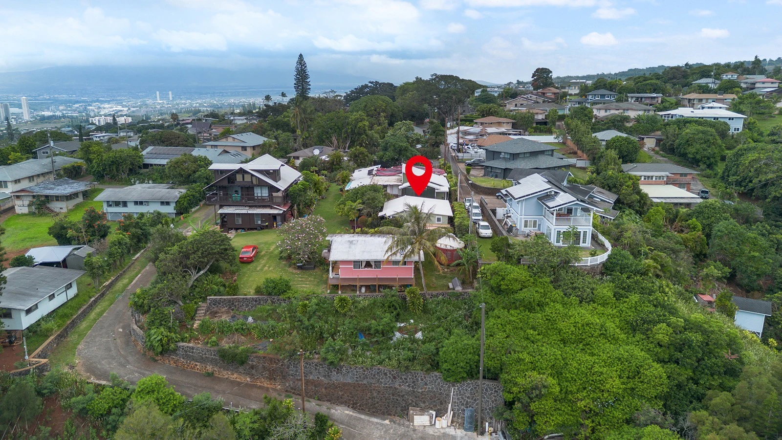 An aerial view of the home.