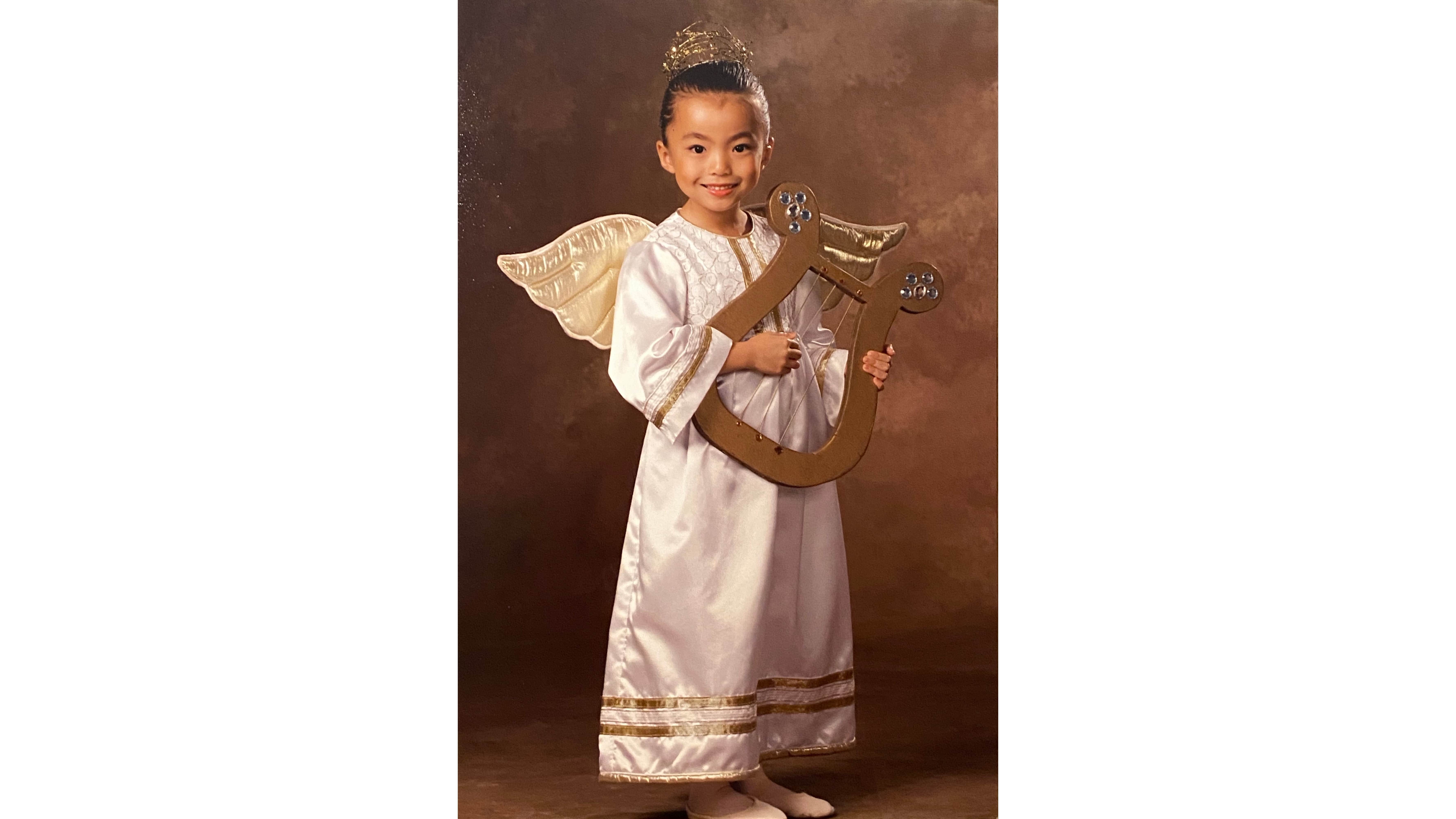 Aria Kaneshige in her first role for “The Nutcracker,” where she was a snow angel.