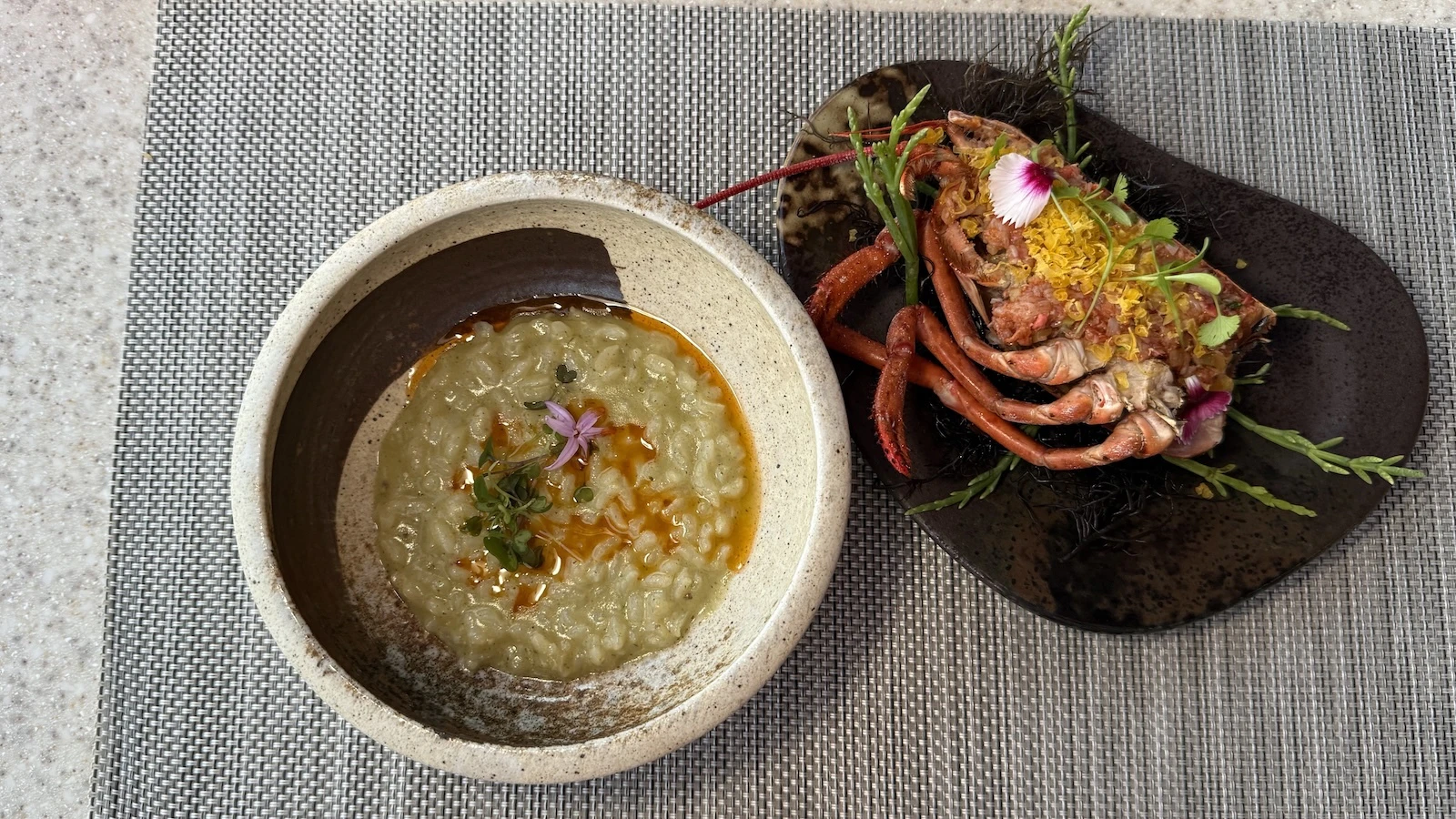 risotto and lobster