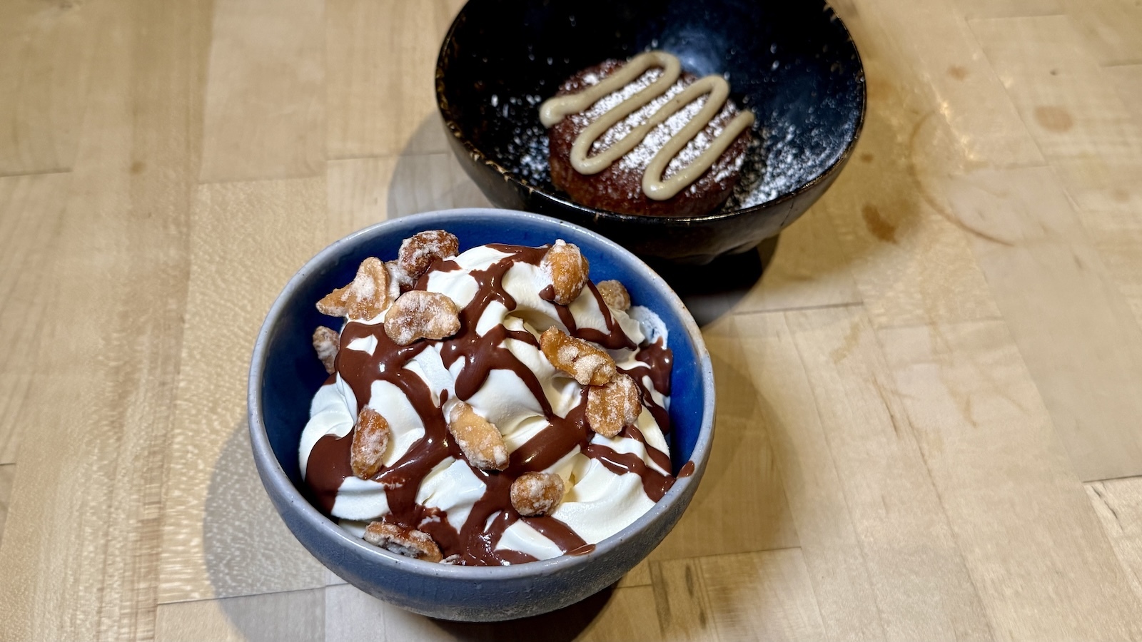 soft serve and banana mochi cake