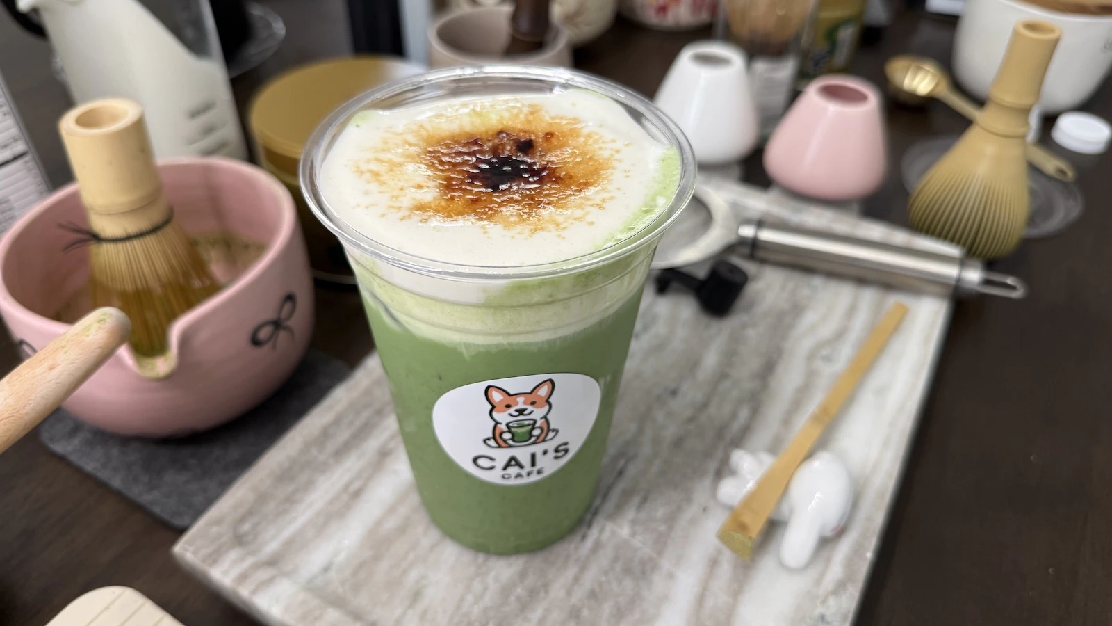 creme brulee matcha latte