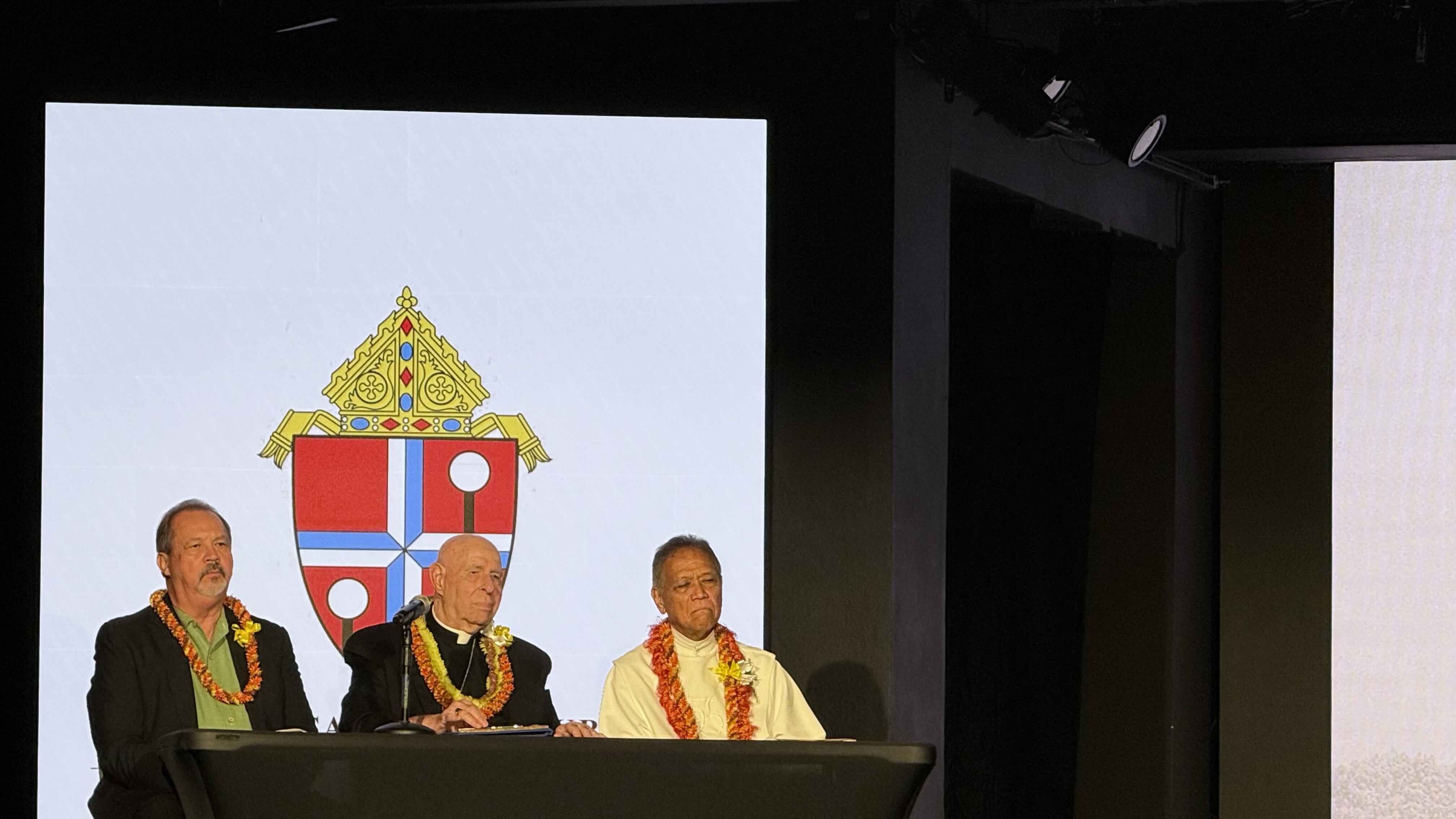 Q&A with Catholic leaders from left: Deacon Mike Browning, Honolulu Bishop Larry Silva, Father Lane Akiona.
