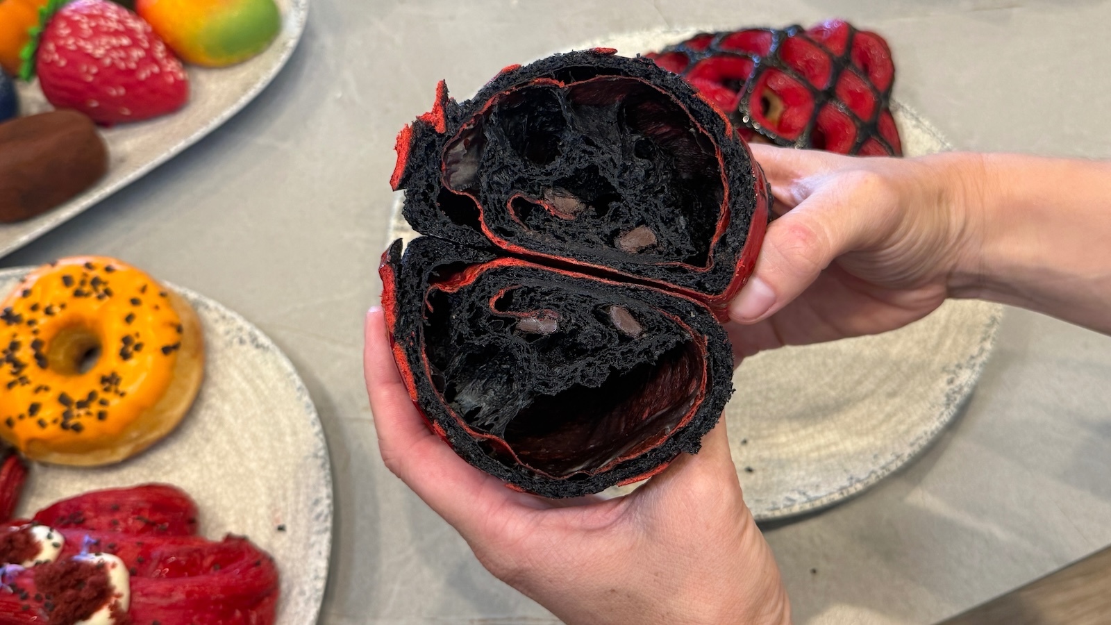 inside chocolate croissant