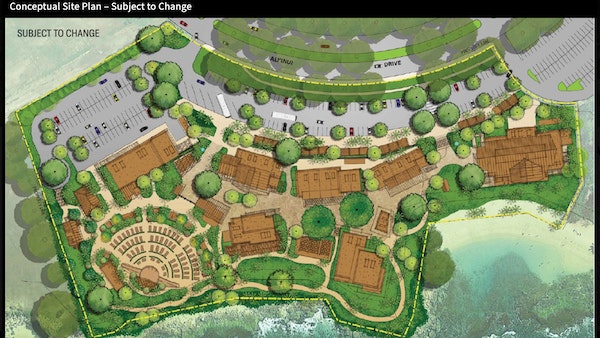 A conceptual site plan for the proposed redevelopment of The Cove.