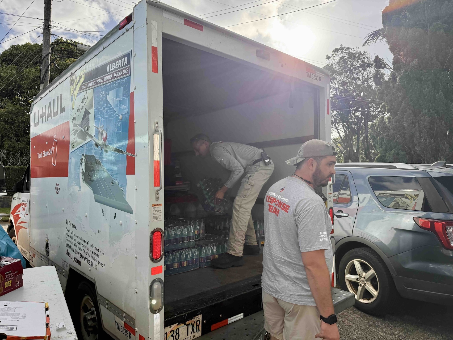 Convoy of Hope drops off water and other other supplies at a flood relief hub in Mānoa. PC Kelsey Kukaua Medeiros