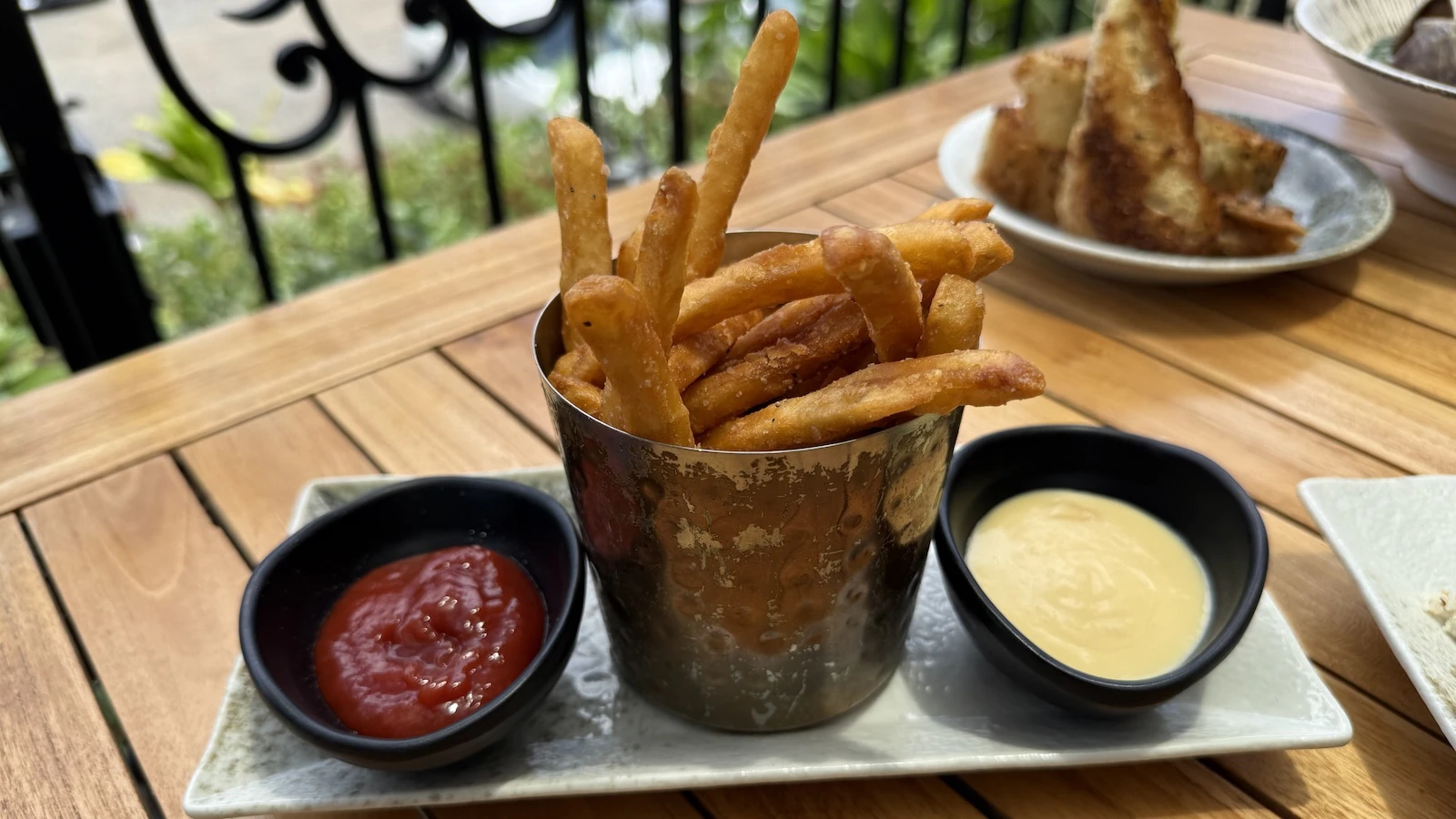 fries with honey miso aioli