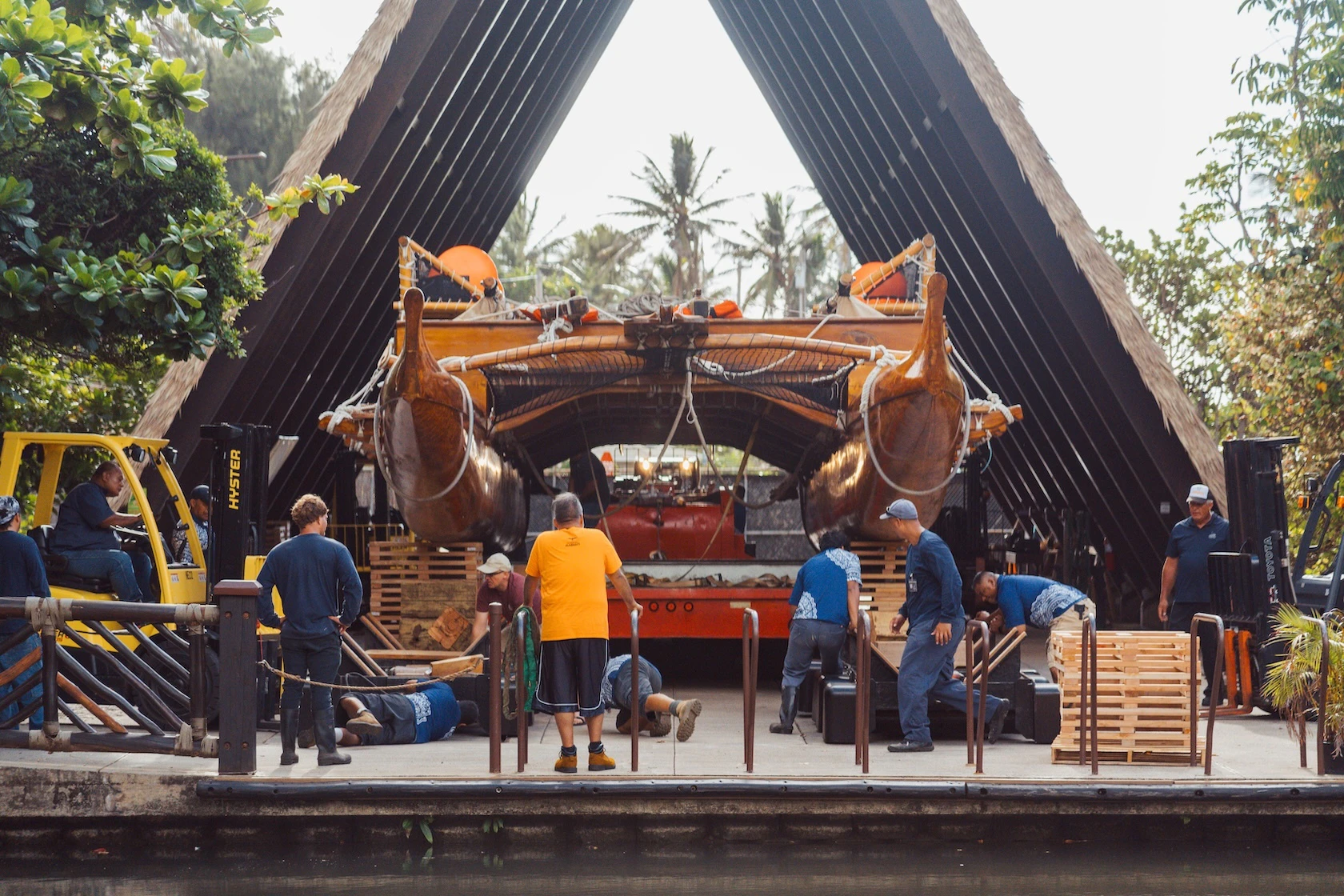 When not on the water, the Iosepa is stored at the Polynesian Cultural Center.