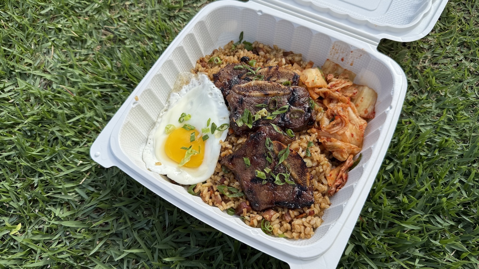 kalbi kimchi fried rice breakfast plate