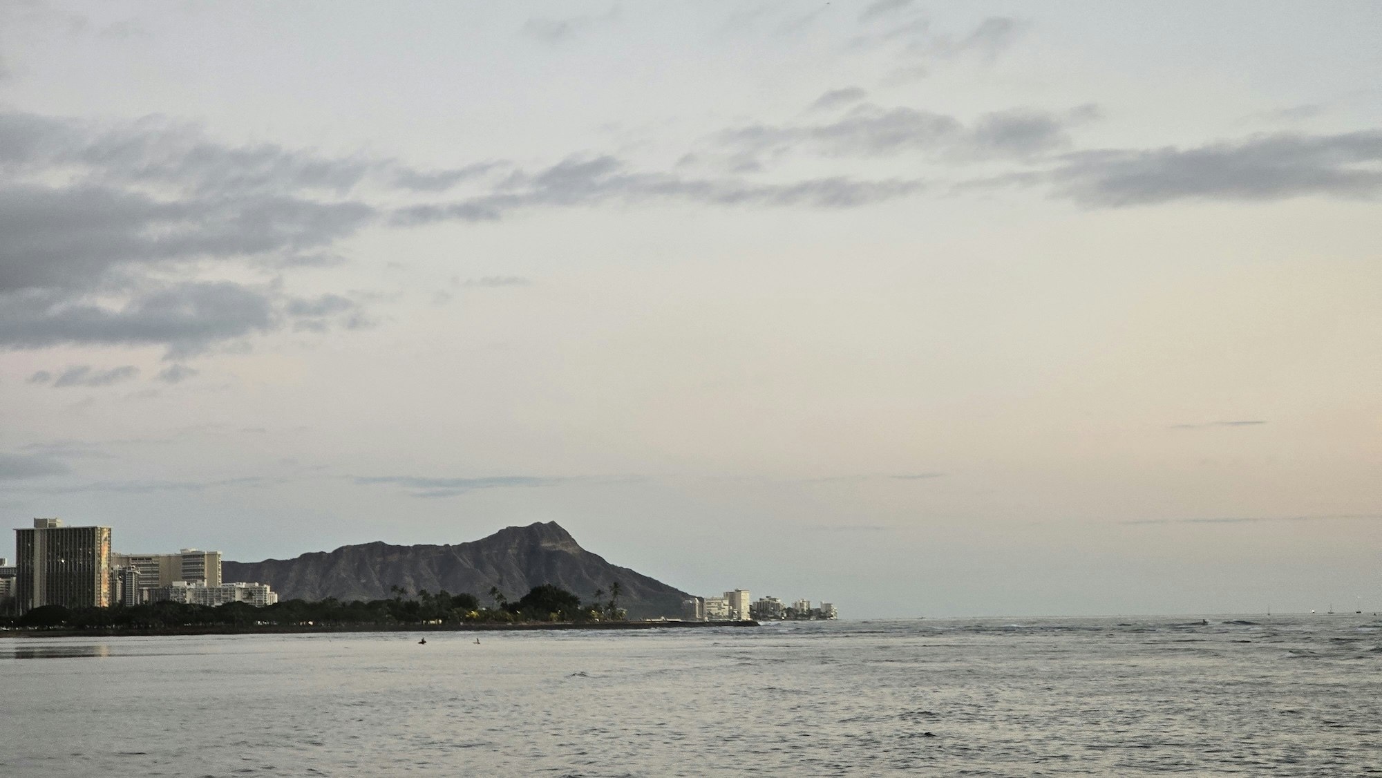 Diamond Head at dusk, viewed from Kaka‘ako