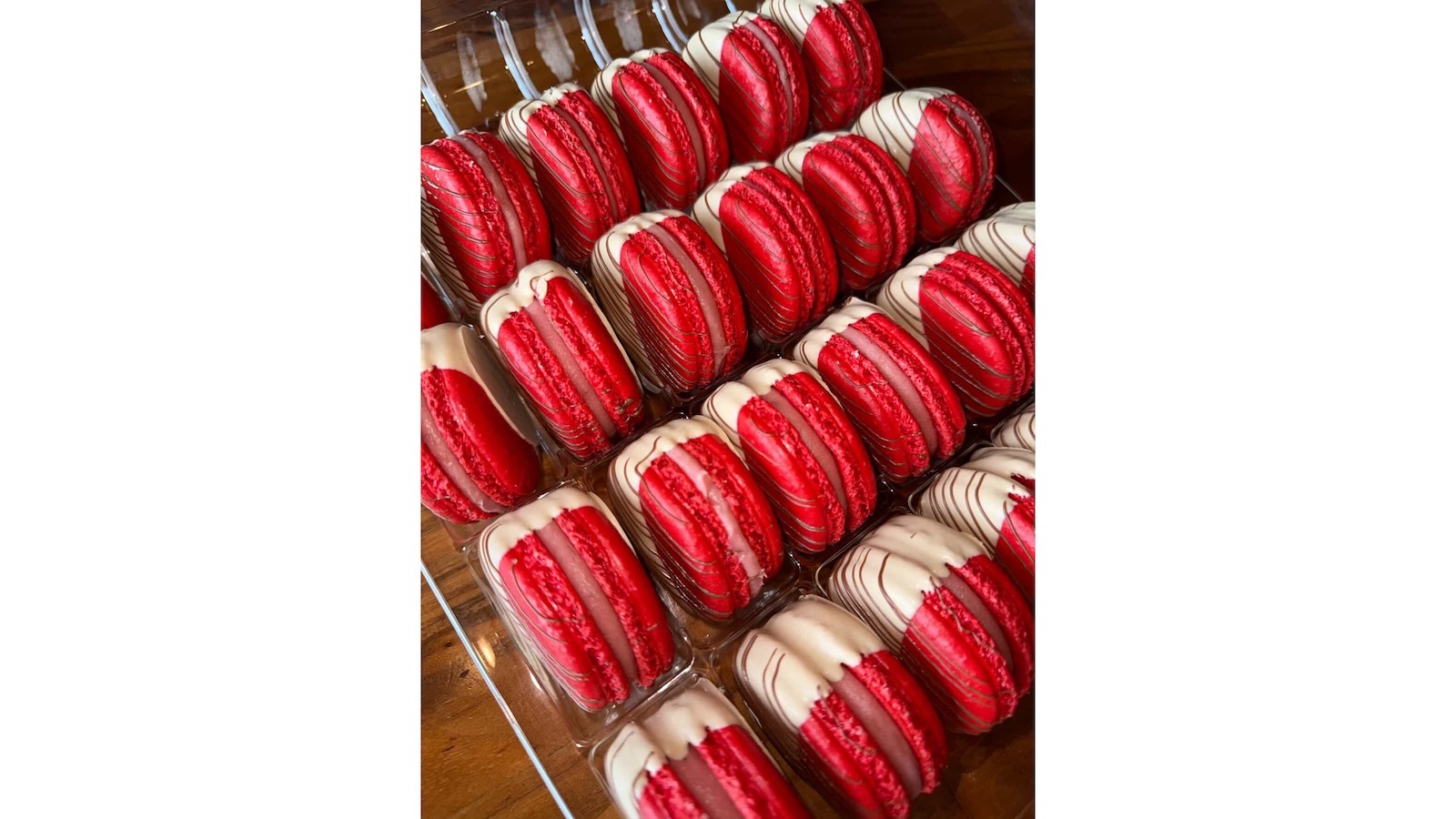 Cookie Butter dipped strawberry macarons