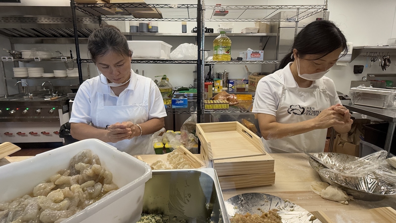 dumplings being made