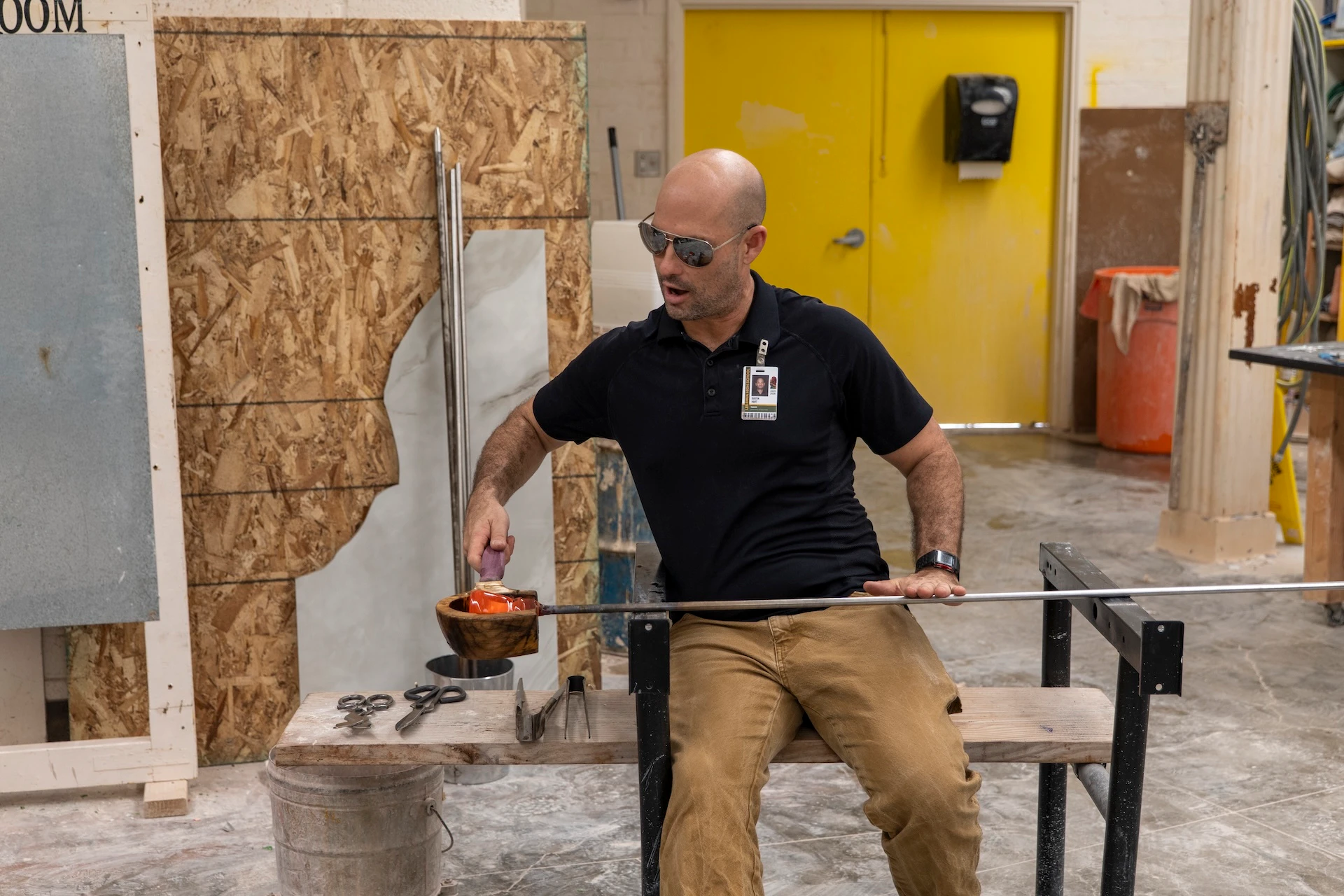 Leilehua High School Fine Arts Department Head Dustin Hart teaches Introduction to Glass, a new course he introduced this school year.