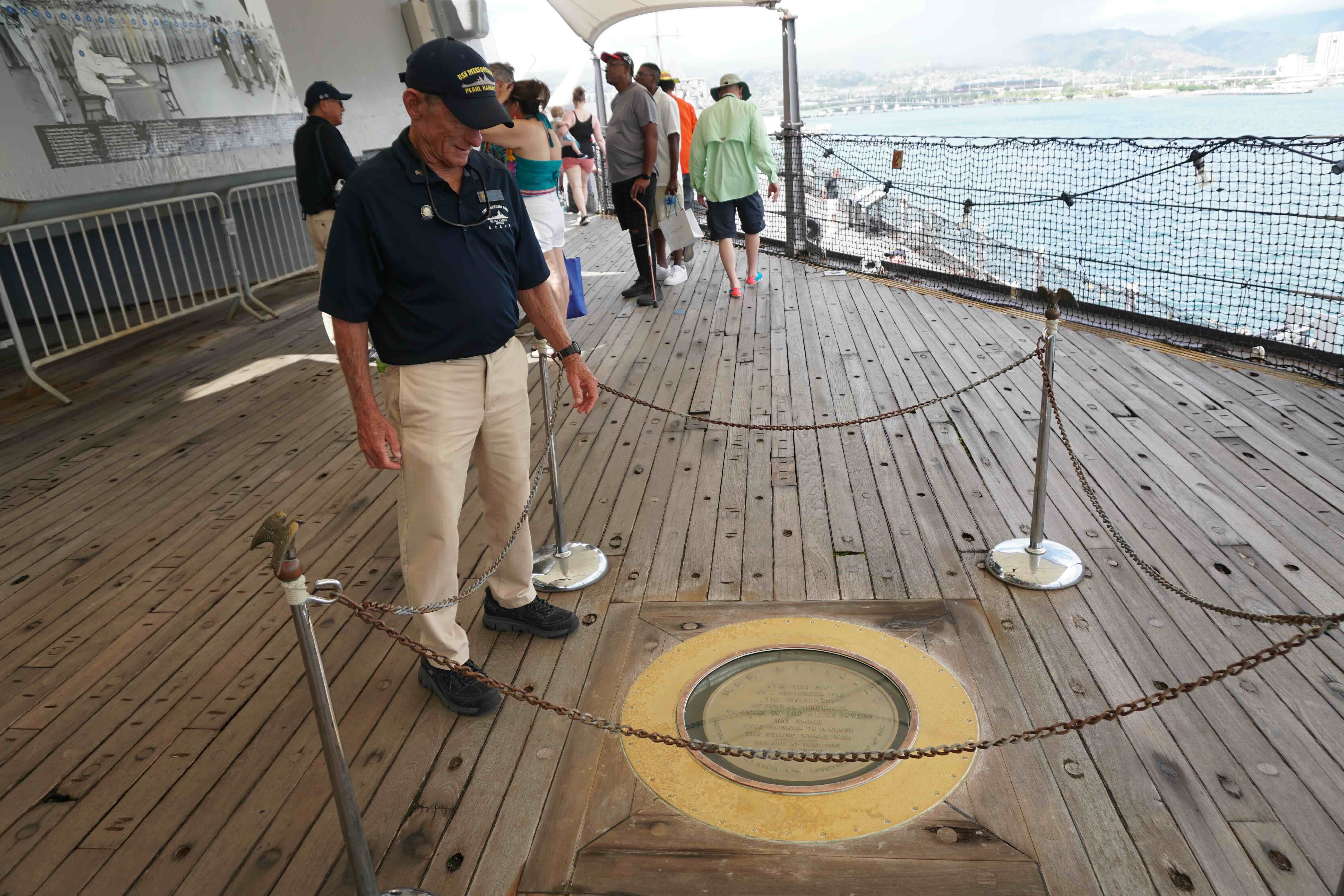 Fernie on Surrender Deck, USS Missouri