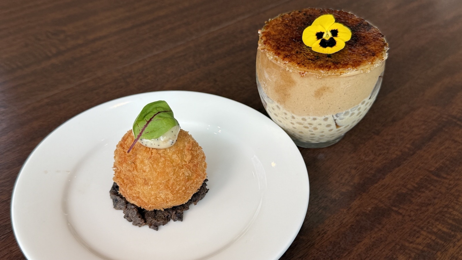 truffle arancini and tiramisu