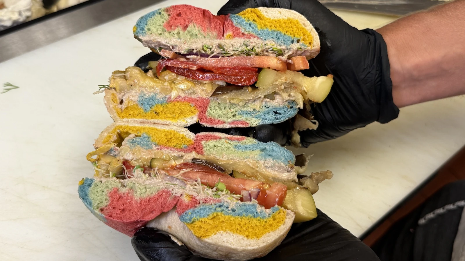 Ratatouille bagel sandwich