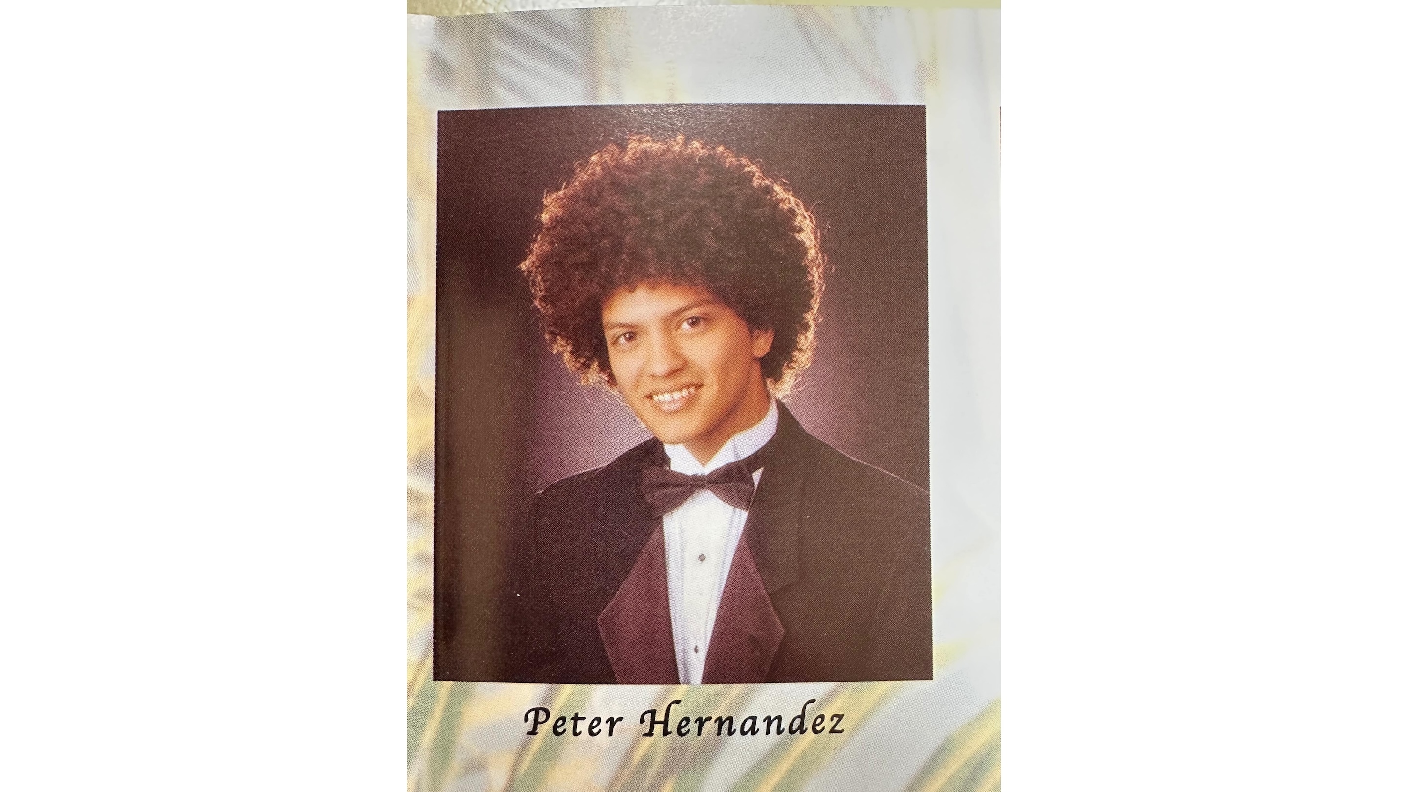 Peter Hernandez, now Bruno Mars, in his senior picture for Roosevelt High School, where he graduated with the Class of 2003.