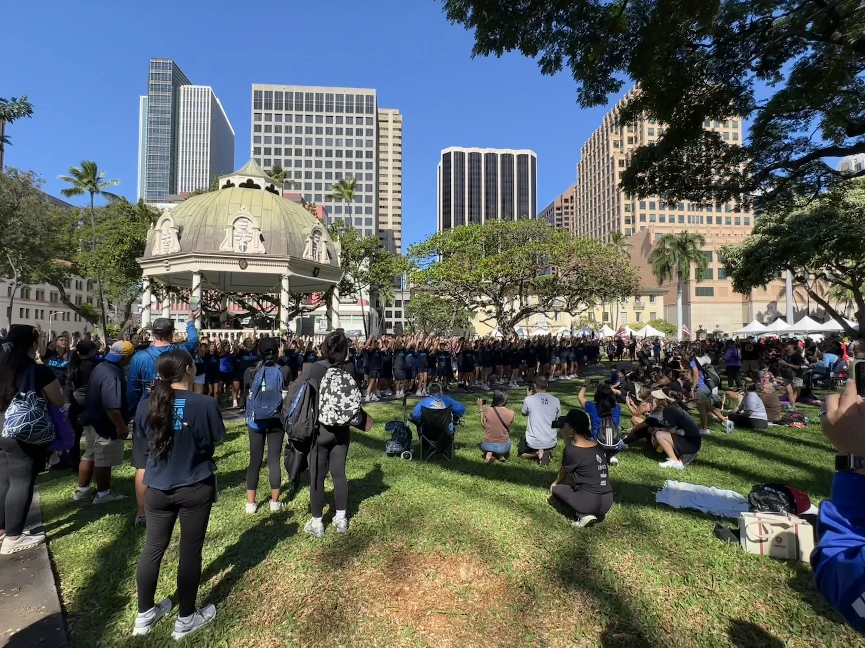 Keiki performed as part of the community event held at ʻIolani Palace after the ʻOnipaʻa Peace March on Friday, Jan. 16.