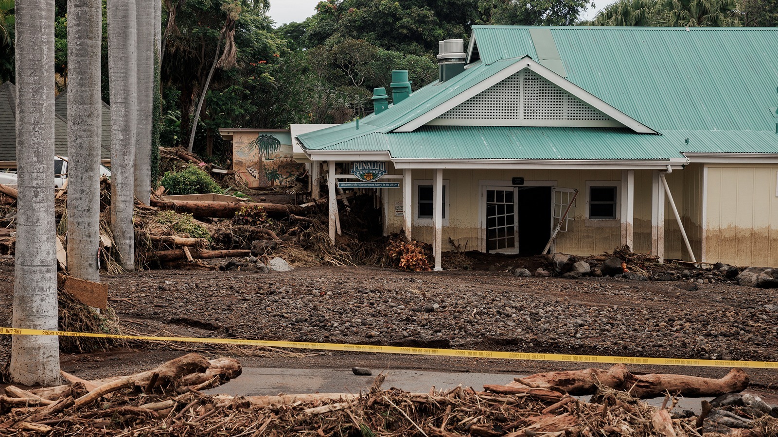 Punalu‘u Bake Shop in Nā‘ālehu sustained severe damage during Hurricane Lala.