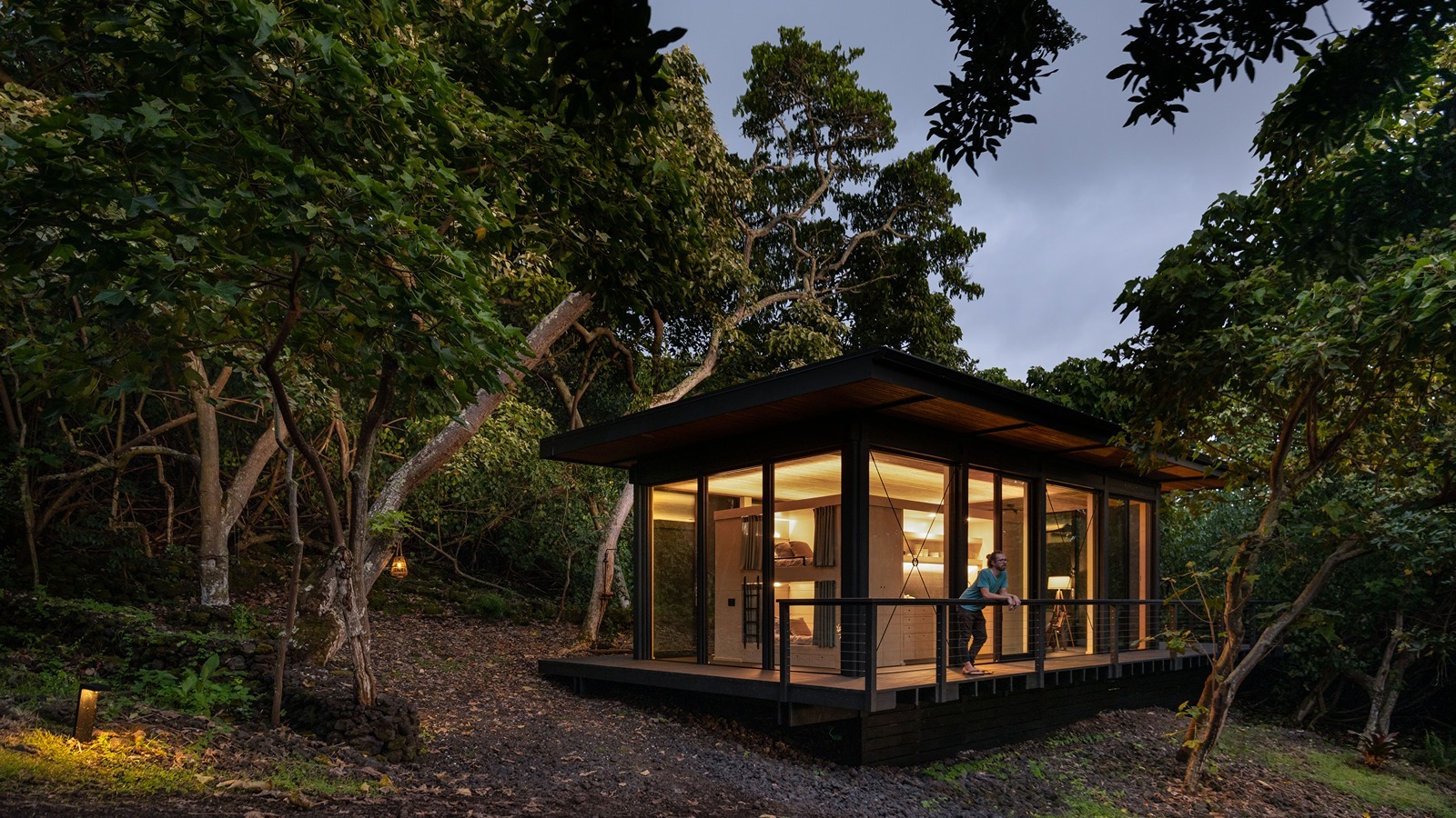 This glass house is on a horse ranch in Captain Cook.