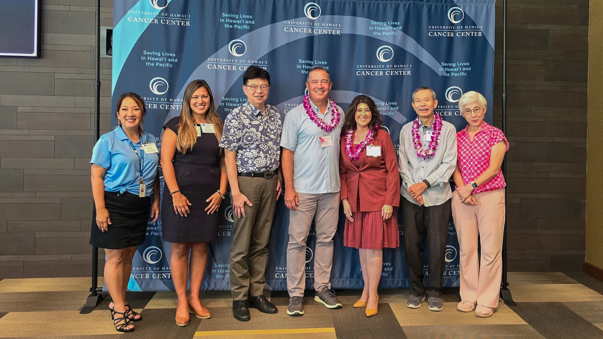 Group photo taken at UH Cancer Center's recent "Mindfulness and Meditation" workshop. Pictured third from left is the center's director Dr. Naoto T. Ueno, and center, Peter Hirano, who was married to the late Susan Hirano, for whom the fund is named after.
