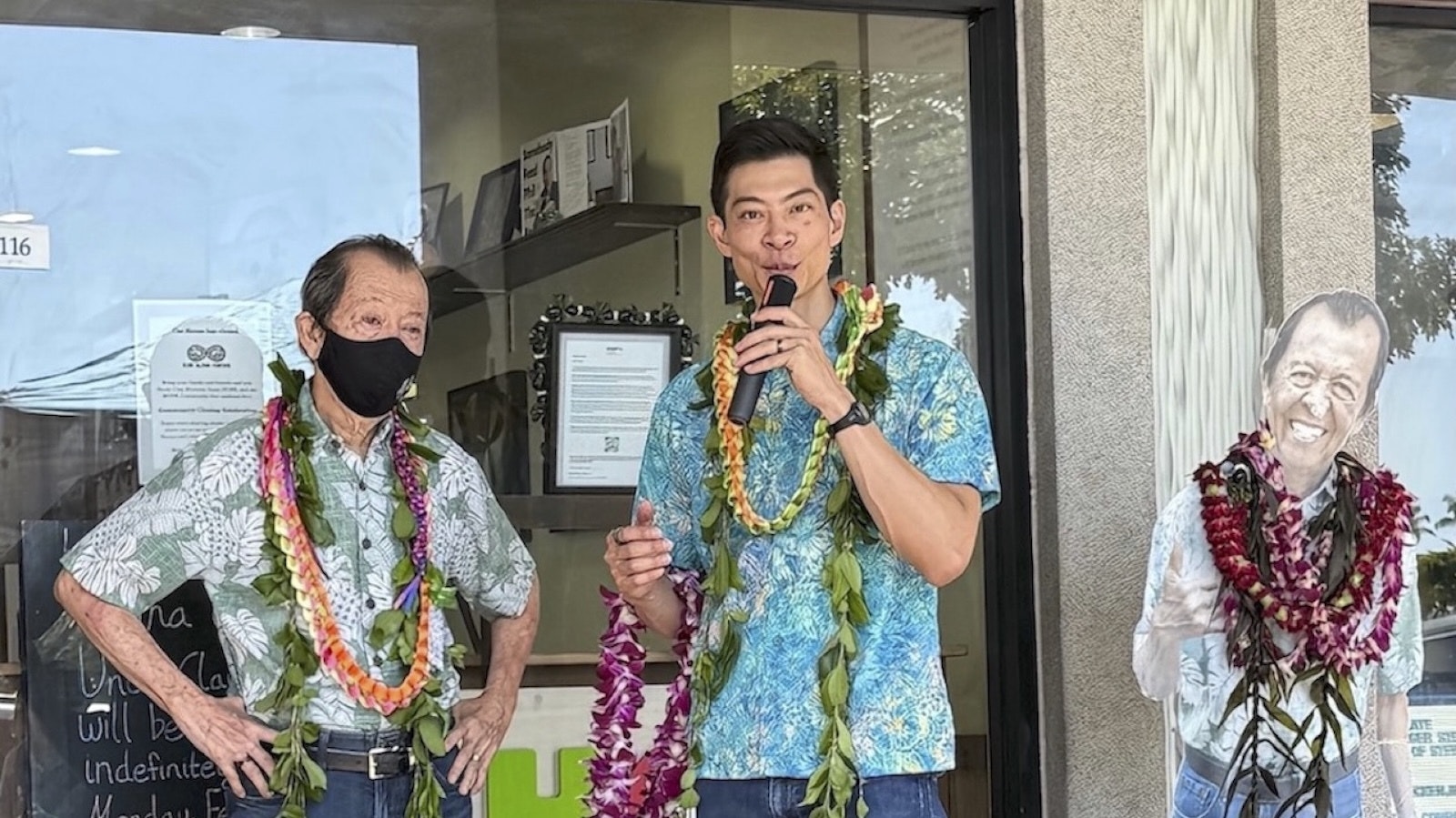 From left, Uncle Clay and Bronson Chang pictured speaking at the opening ceremony of HOPA's Community Celebration Weekend, which ran from March 1-2.