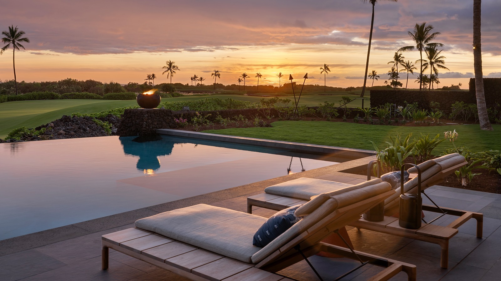 The property comes with an infinity-edge pool and ocean views, among other features.